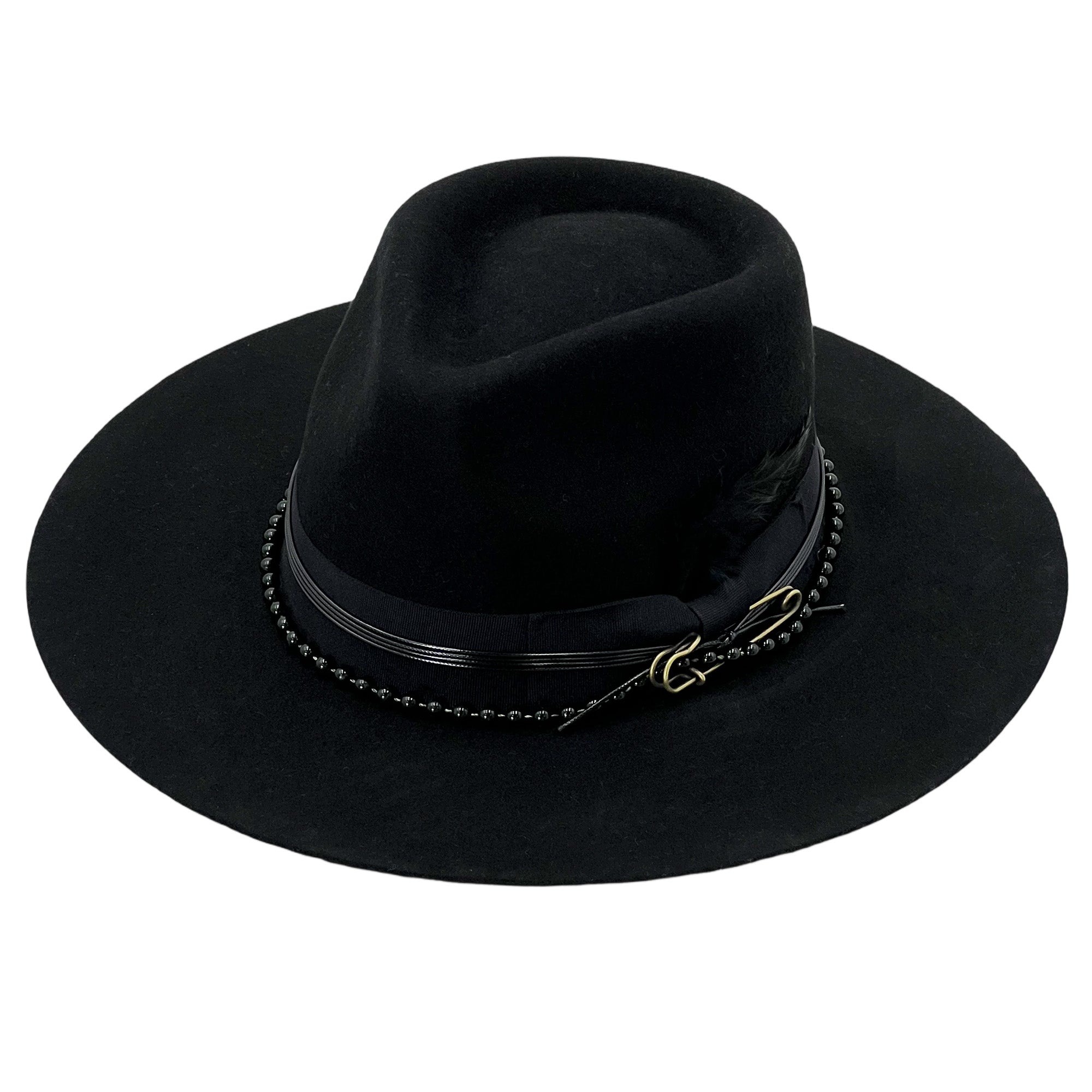 Artisan Felt Hat – Beaded & Leather Accents