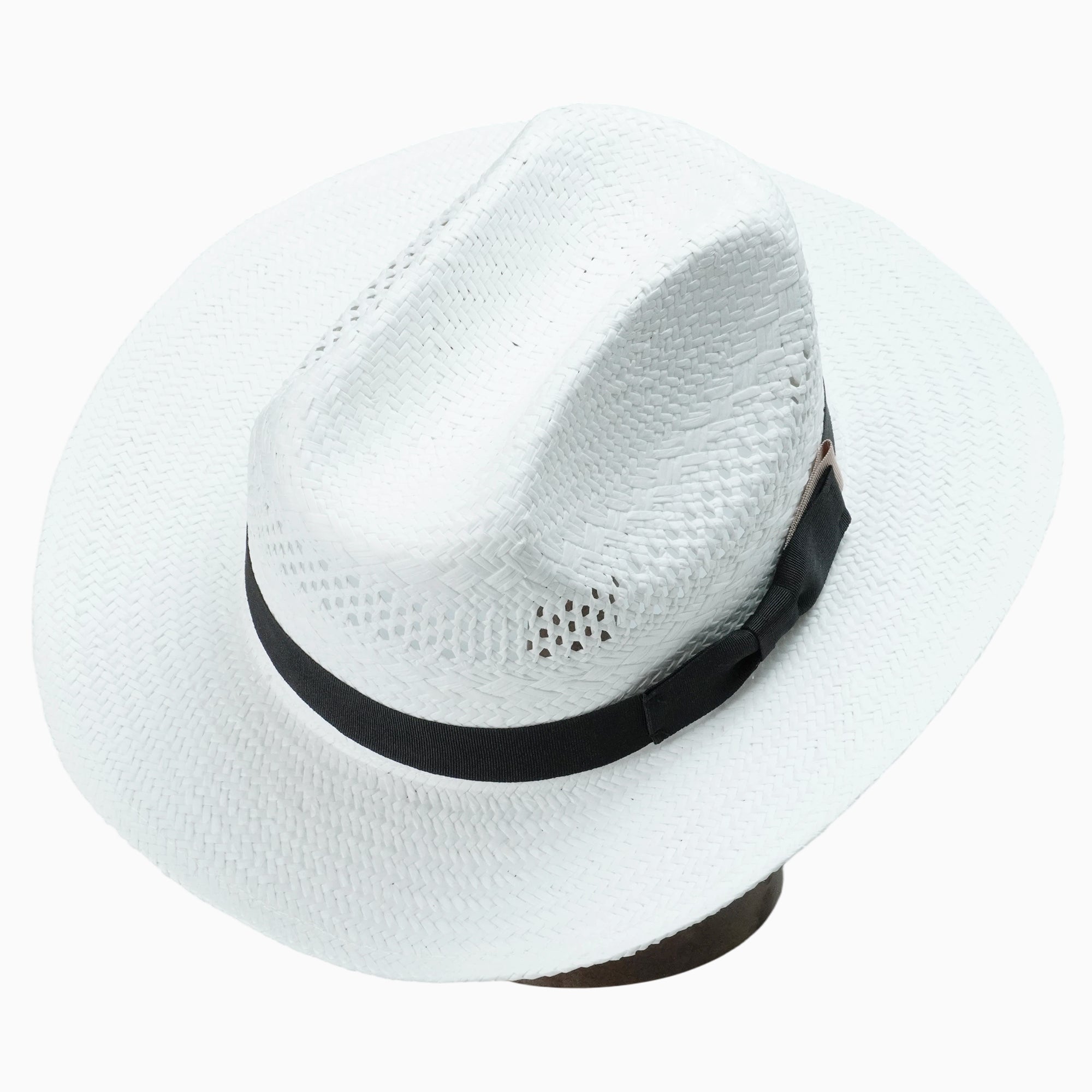 Elegant White Breathable Straw Fedora with Black Ribbon Bow