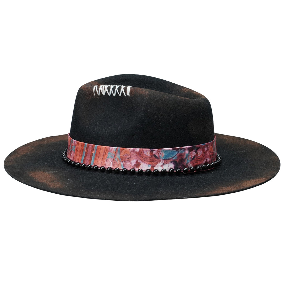 Artisanal Felt Hat – Black, Burnt, Hand-Stitched
