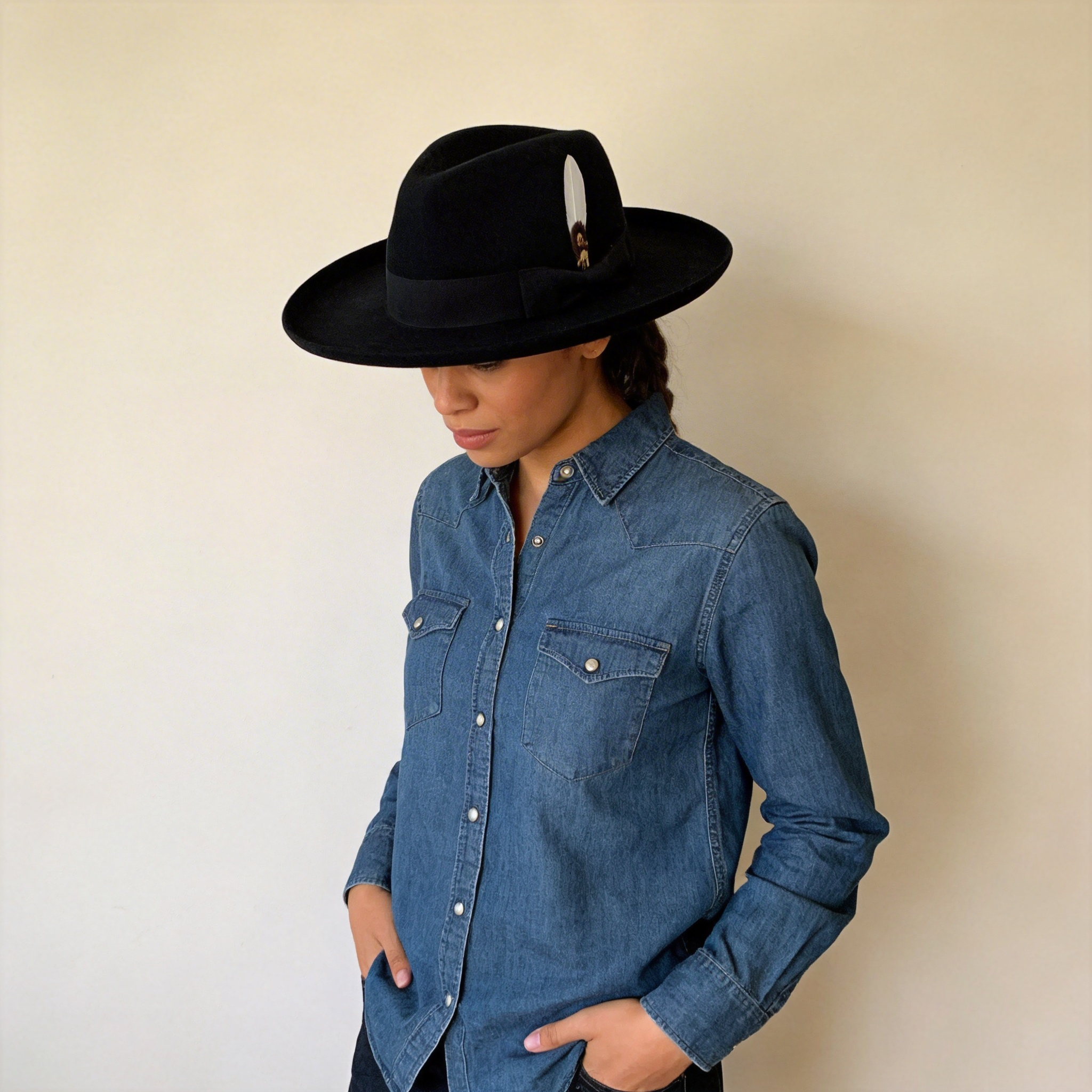 Modern Black Hat – Textured Band Detail