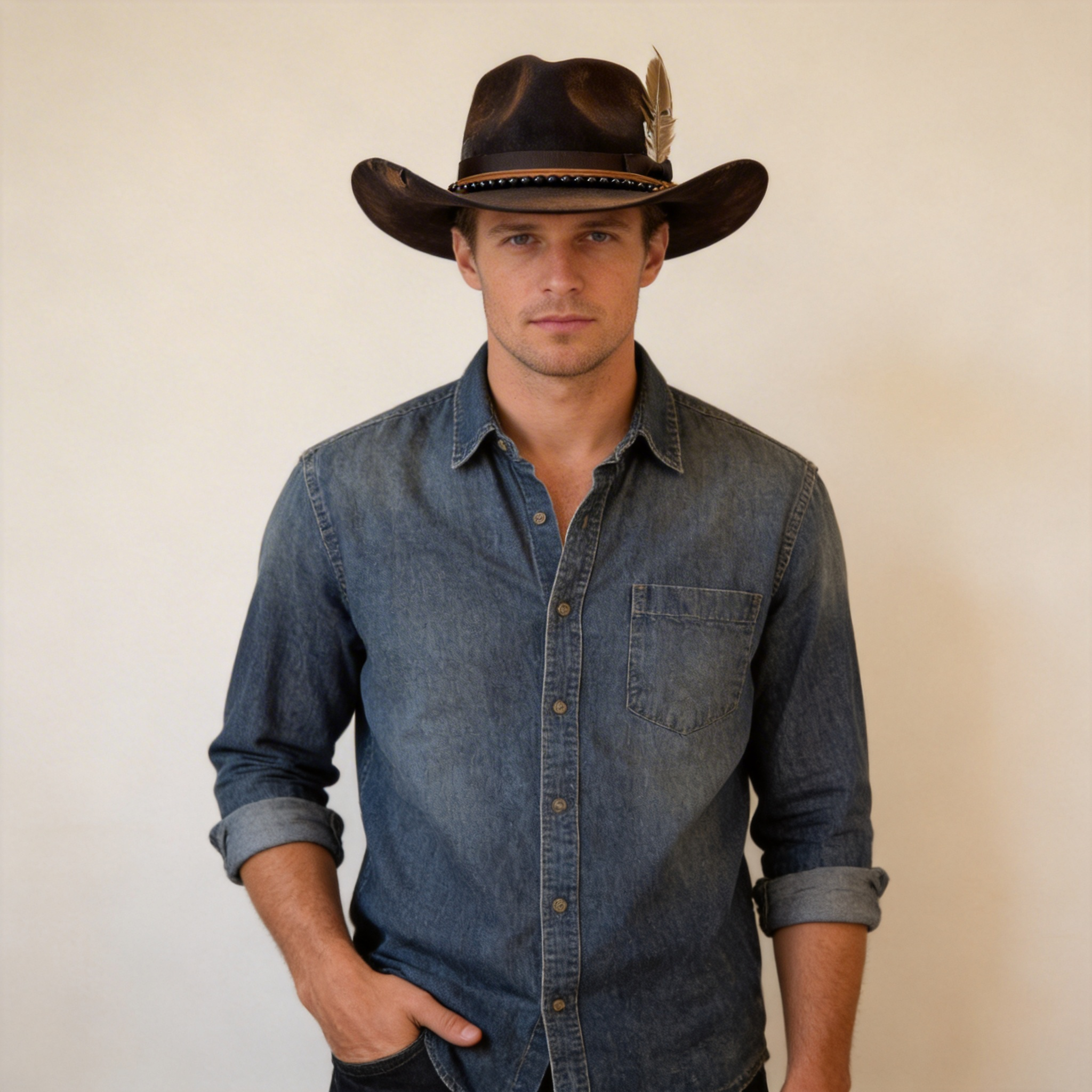 Hand-Burned Western Hat – Black