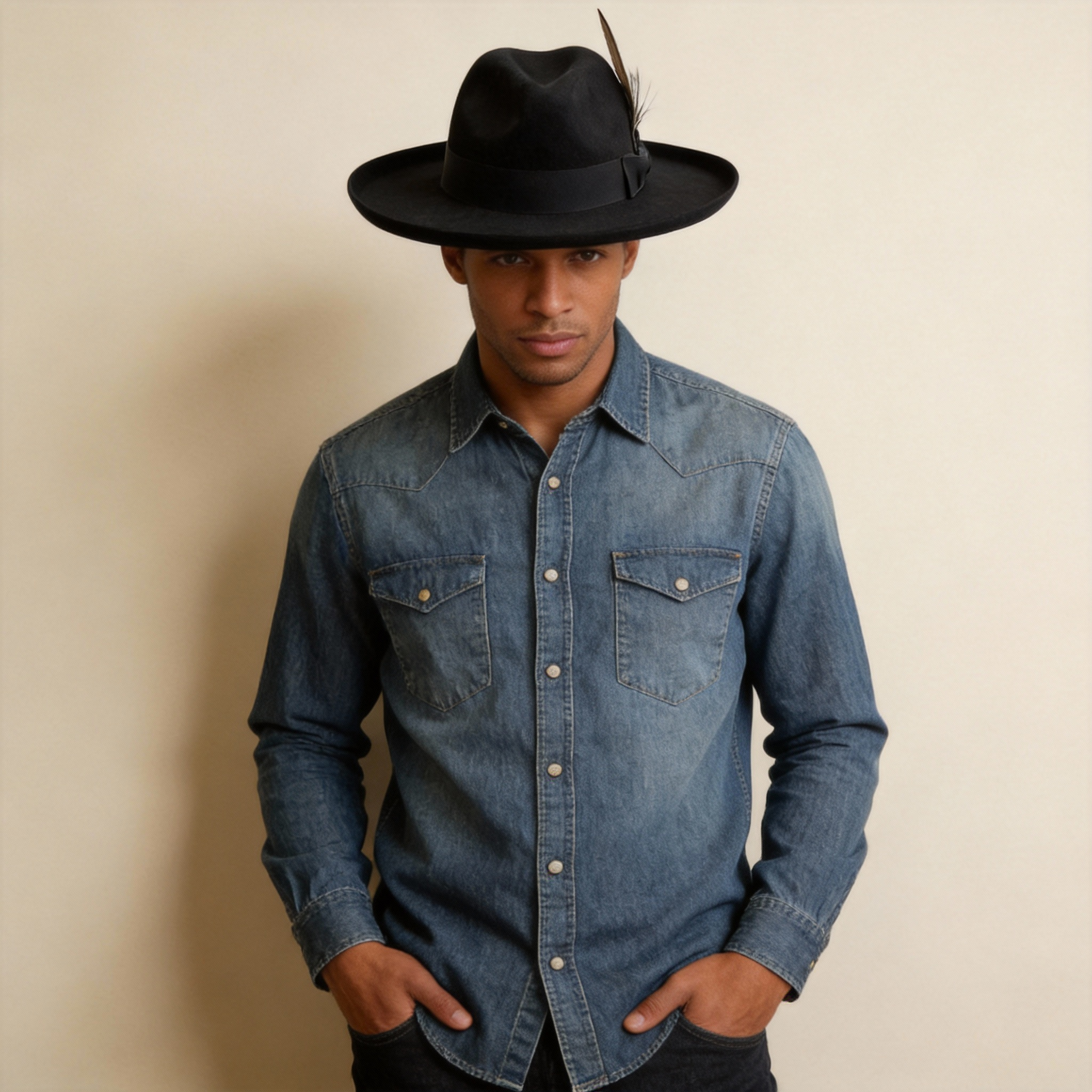Artisan Black Felt Western Hat