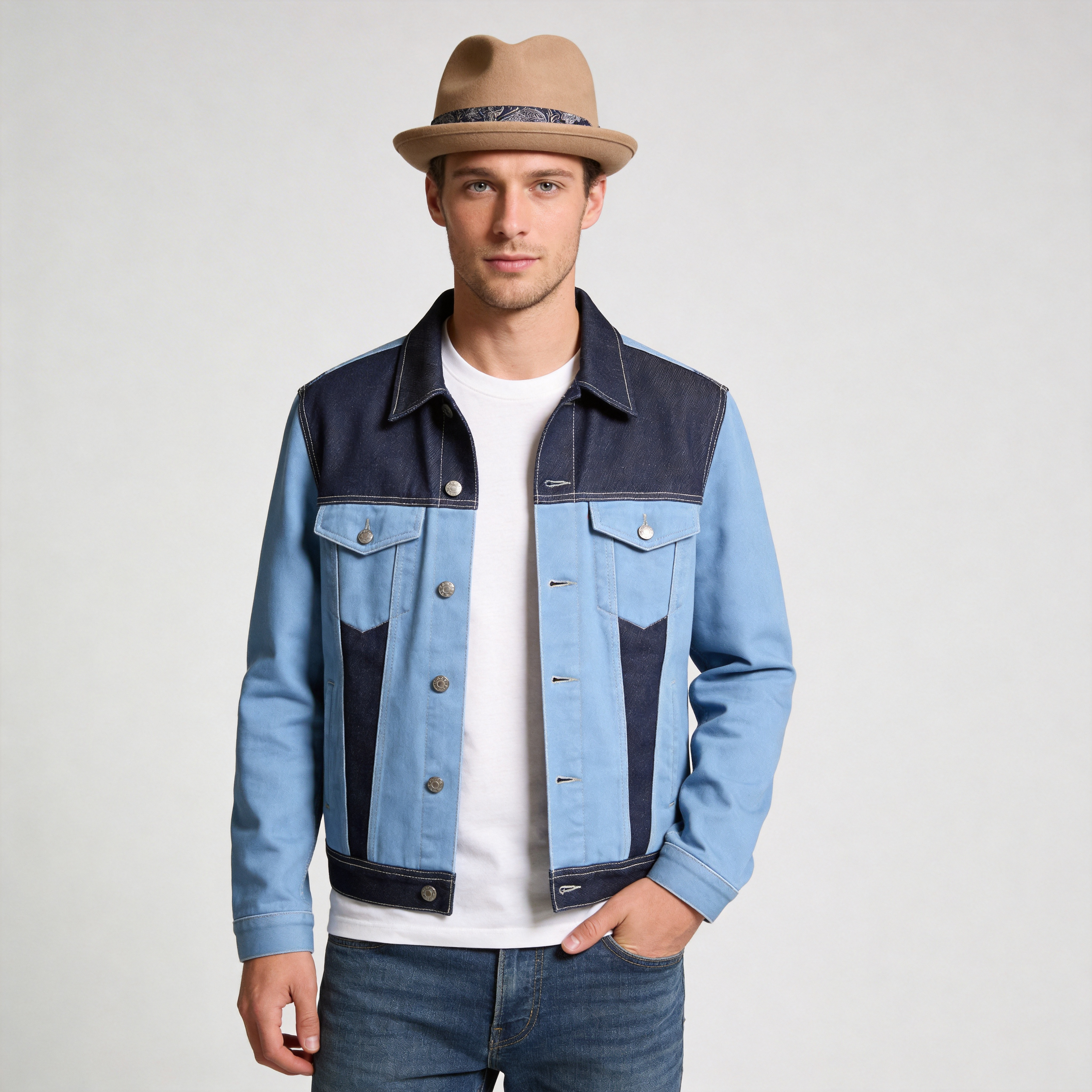 Modern Felt Fedora – Printed Accent