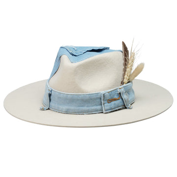 Classic Teardrop Crown - Cream with Denim & Feathers