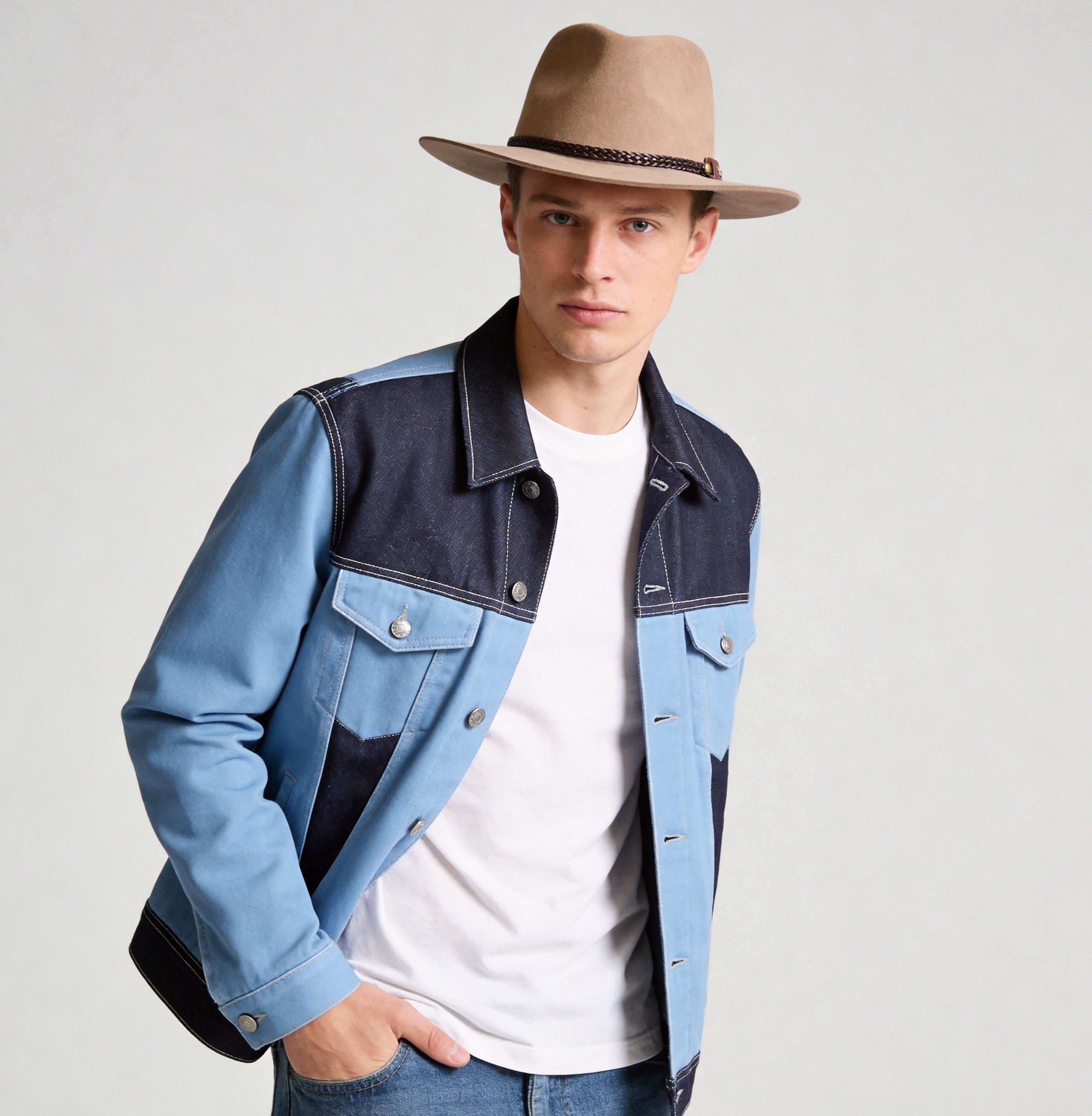 Earth-Tone Flat-Brim – Woven Leather Band