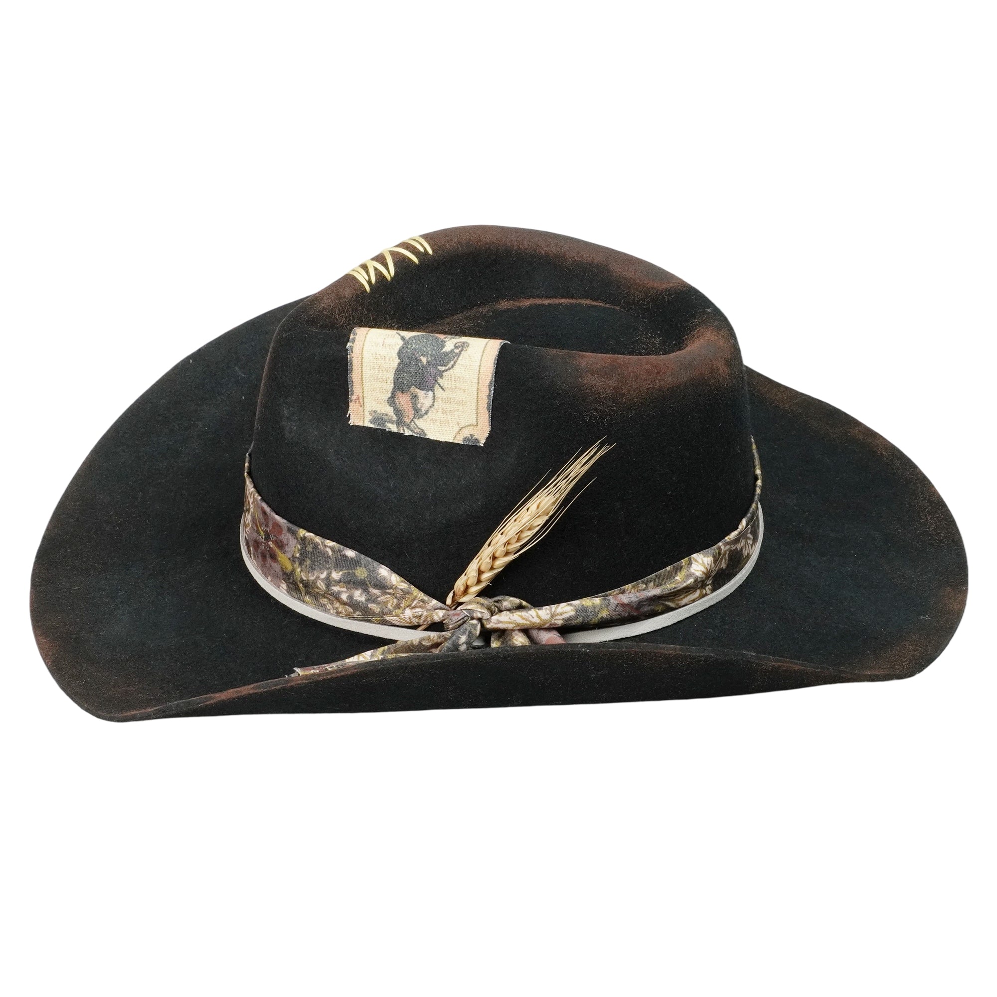 Refined Felt Hat – Black Base, Custom Floral Band
