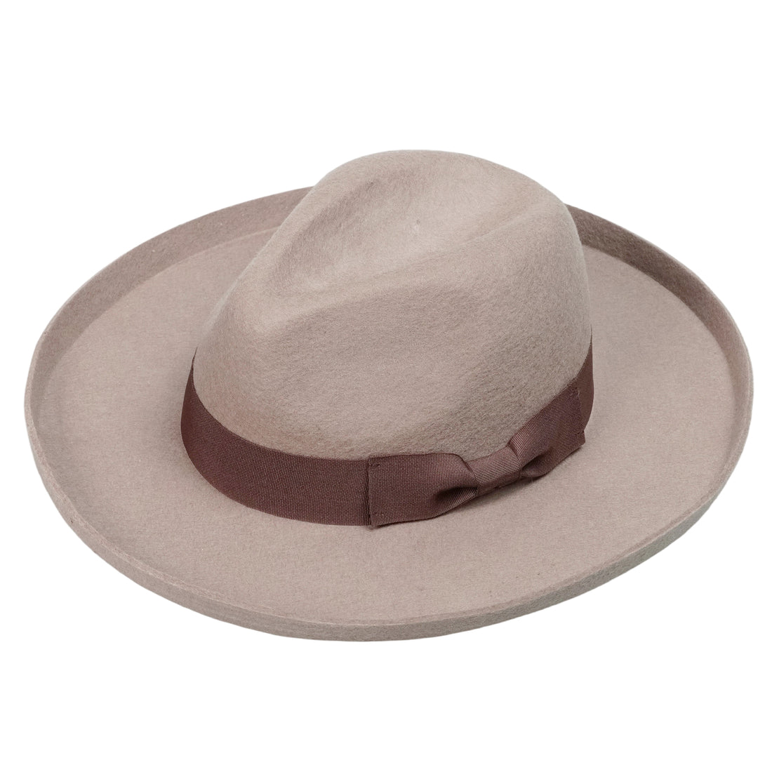 Oatmeal Pencil Curl Felt Hat with Bow