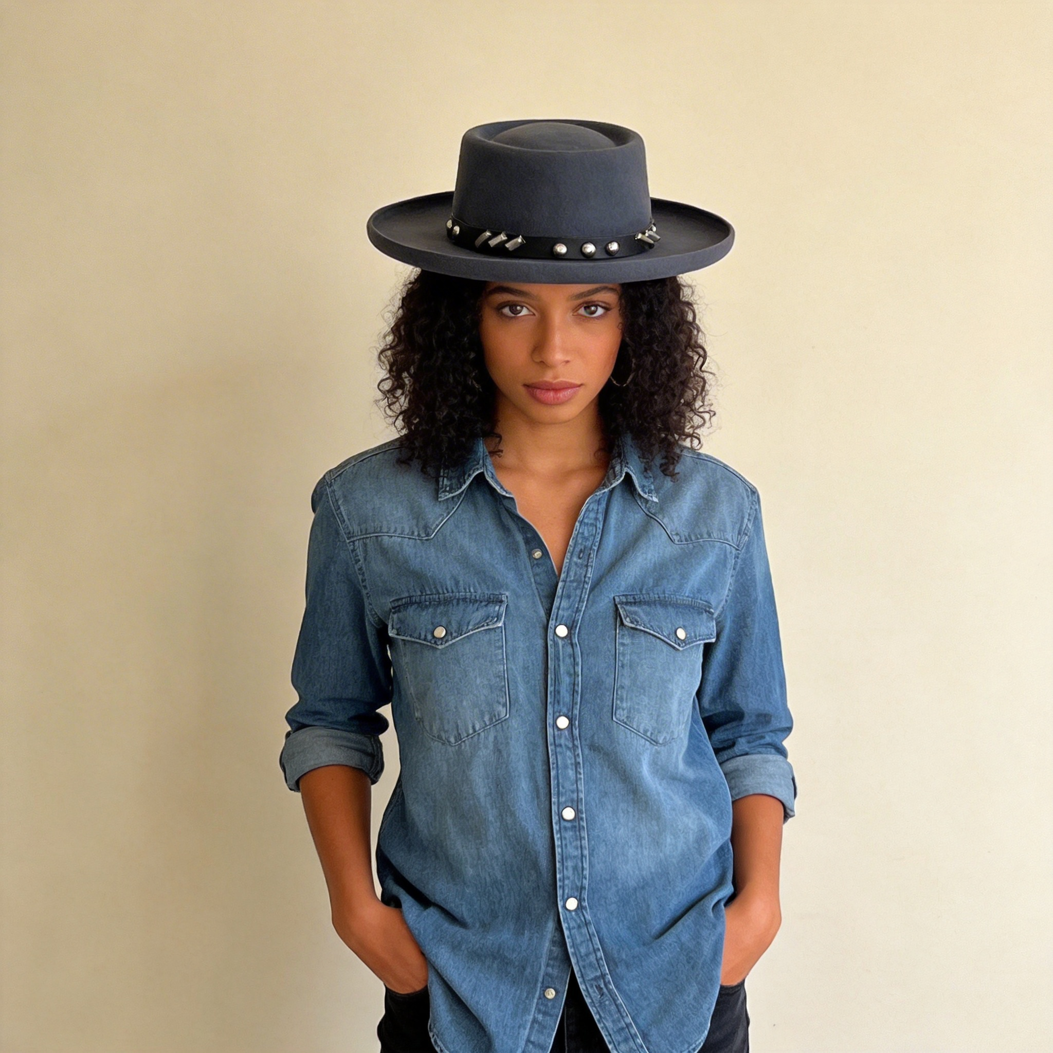 Premium Gambler Hat – Metal Clasp Detail