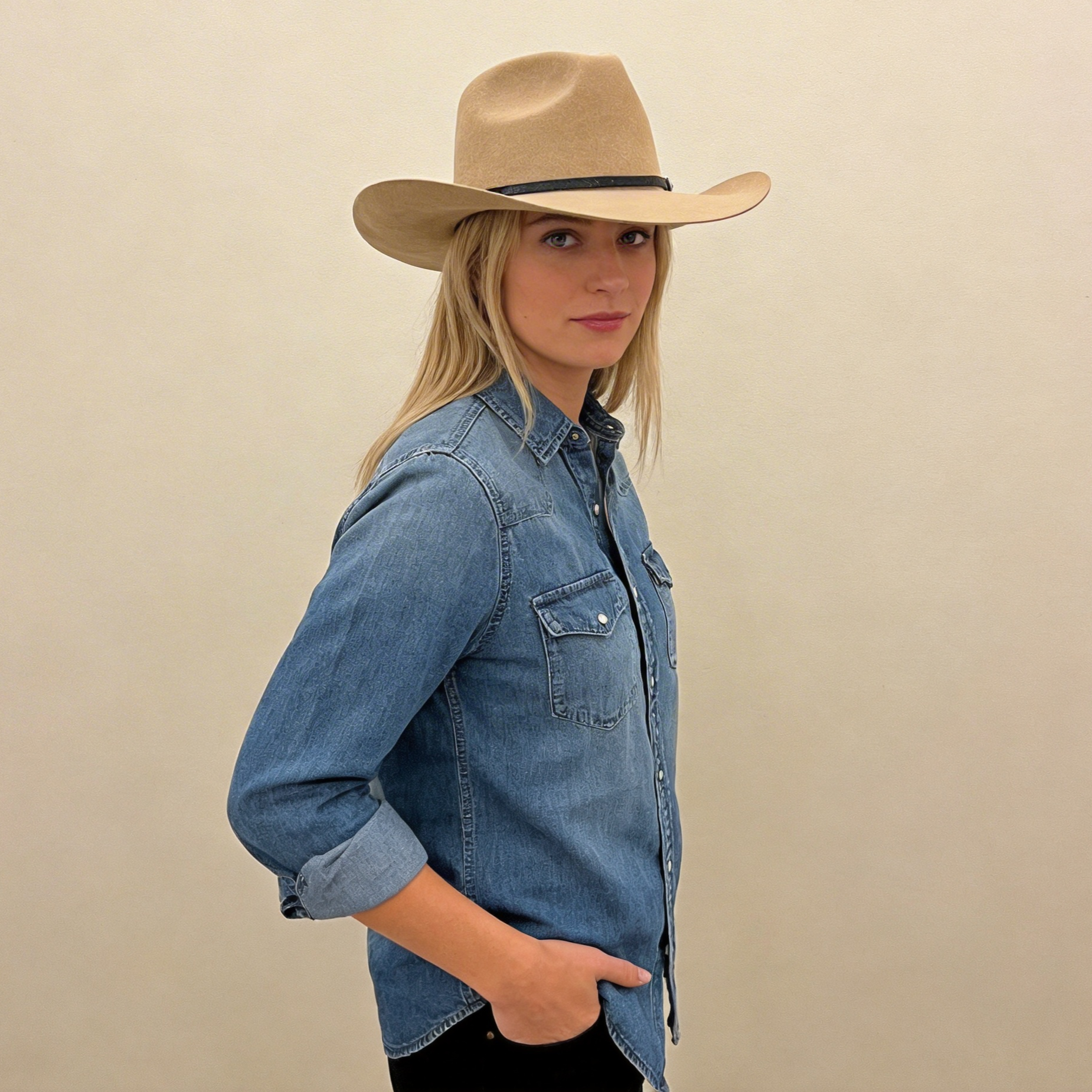 Khaki Cowboy – Minimalist Leather Accent