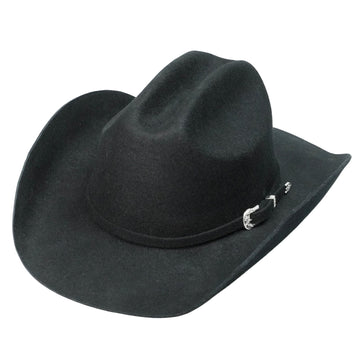 Western Felt Hat – Black Crown, Sleek Curled Edge