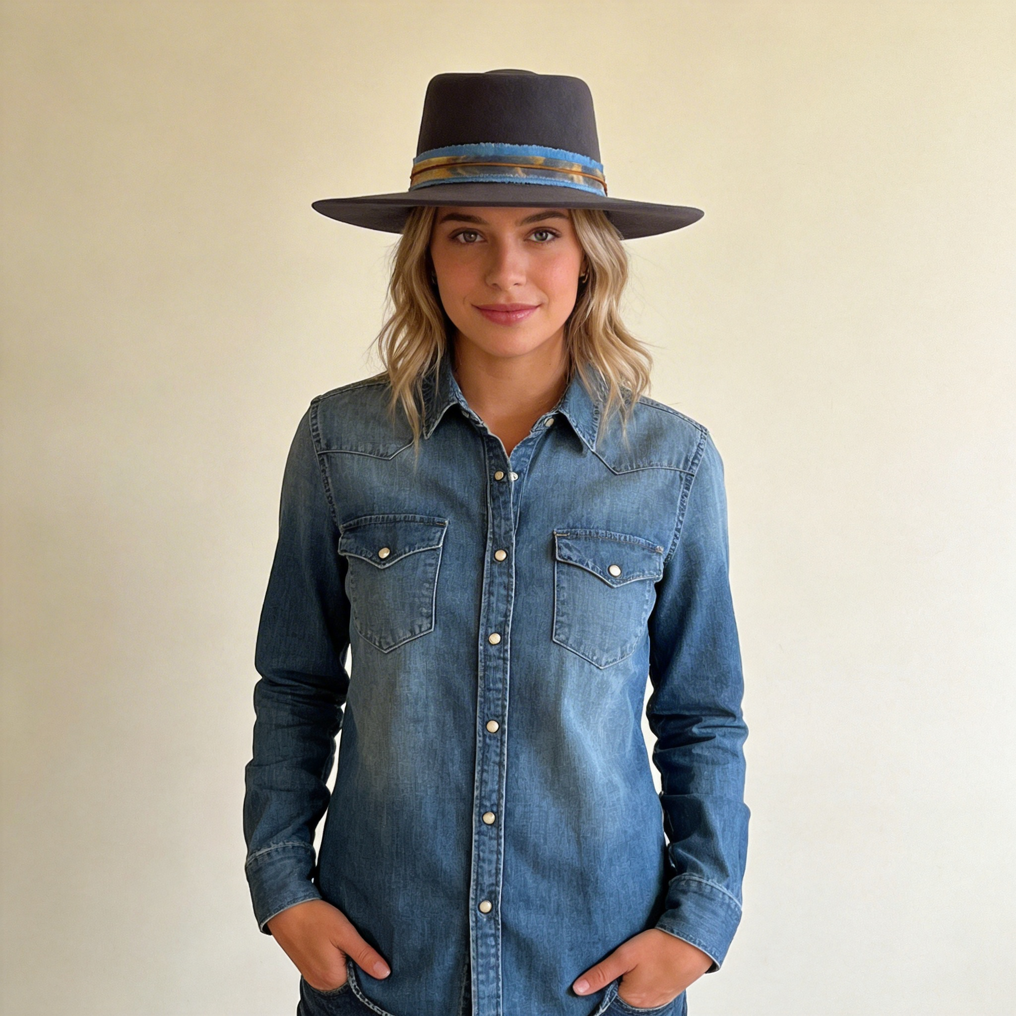 Gray Gambler Hat – Tie-Dye & Leather Band