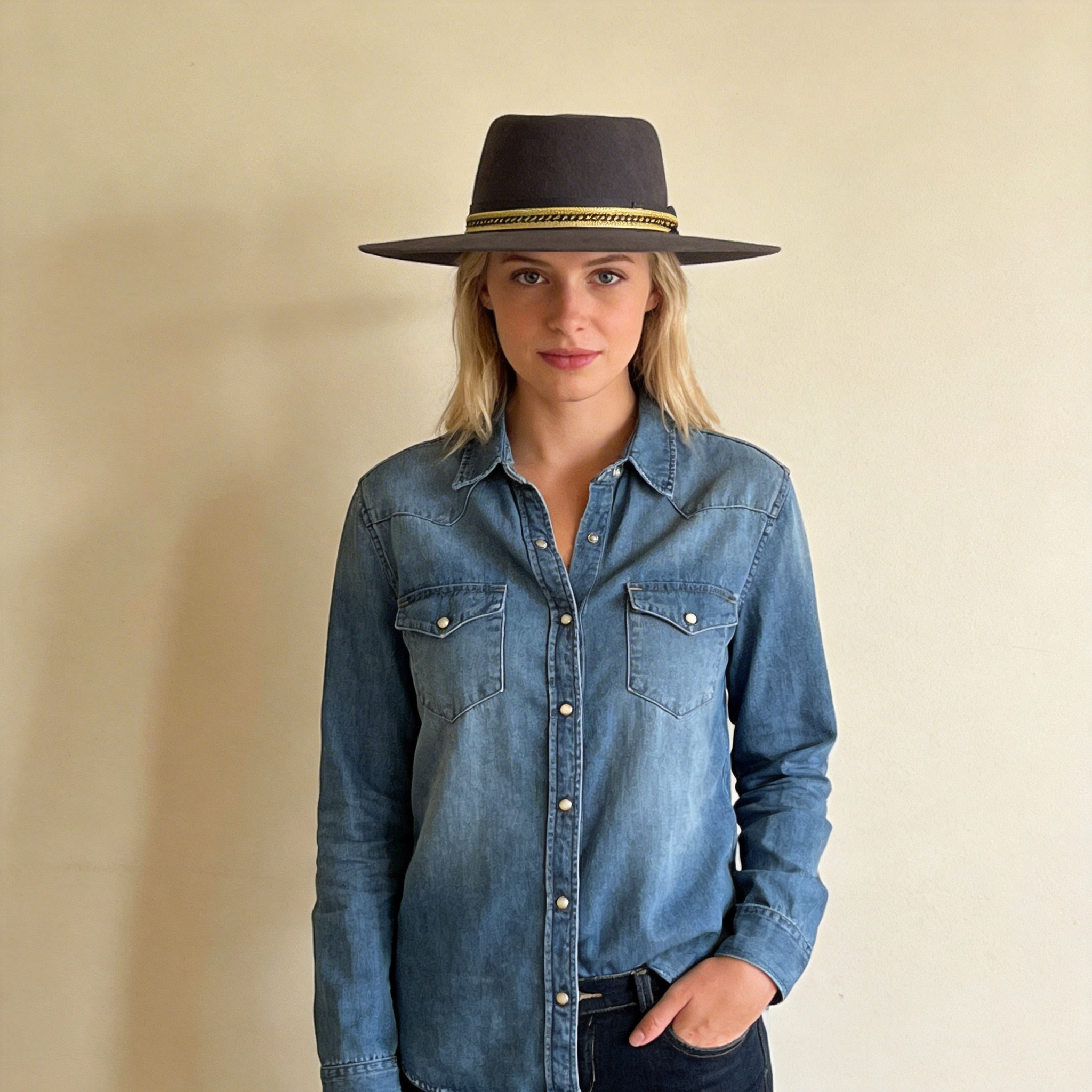 Gray Western Hat – Subtle Metallic Trim