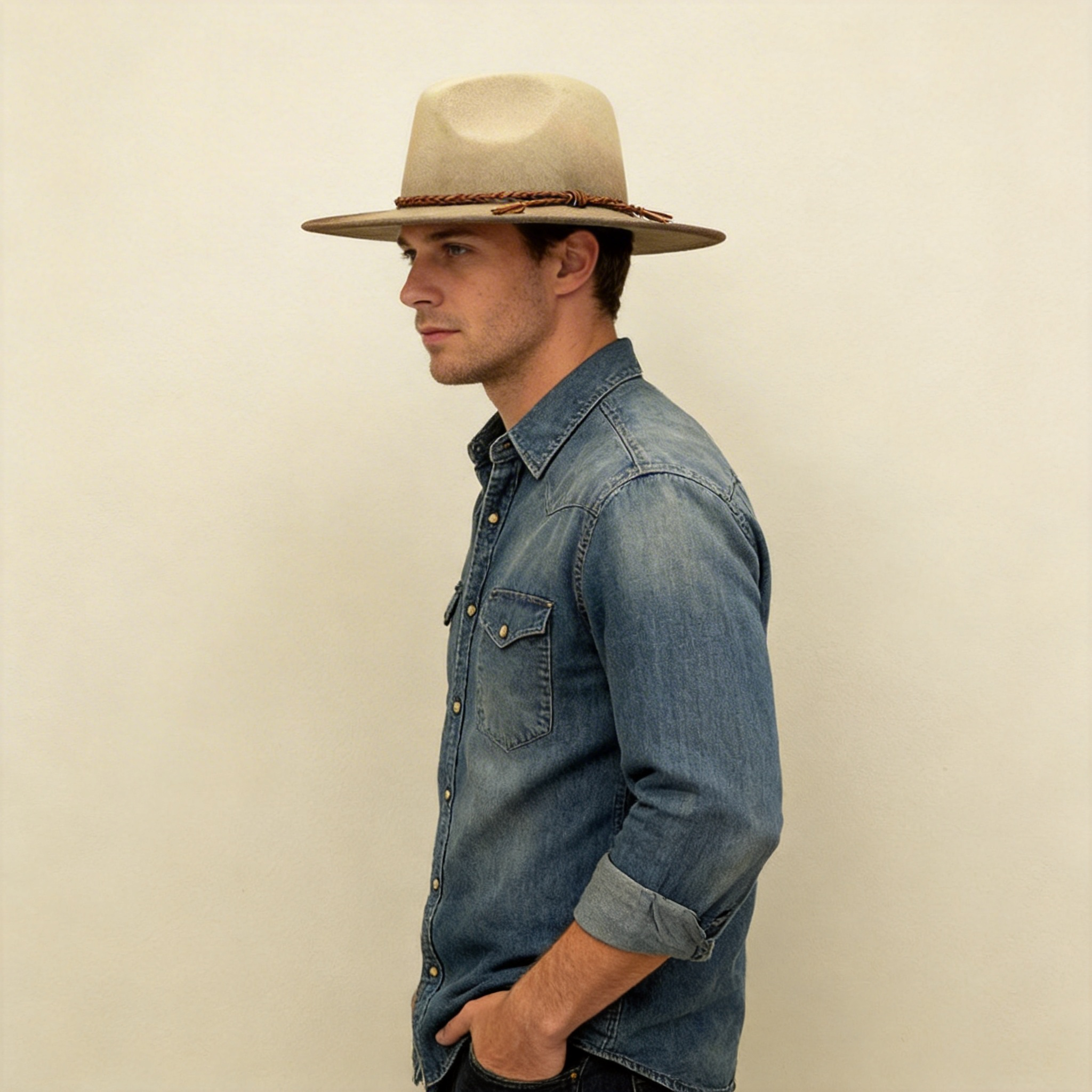 Gradient Oatmeal Flat-Brim – Braided Cord Knot