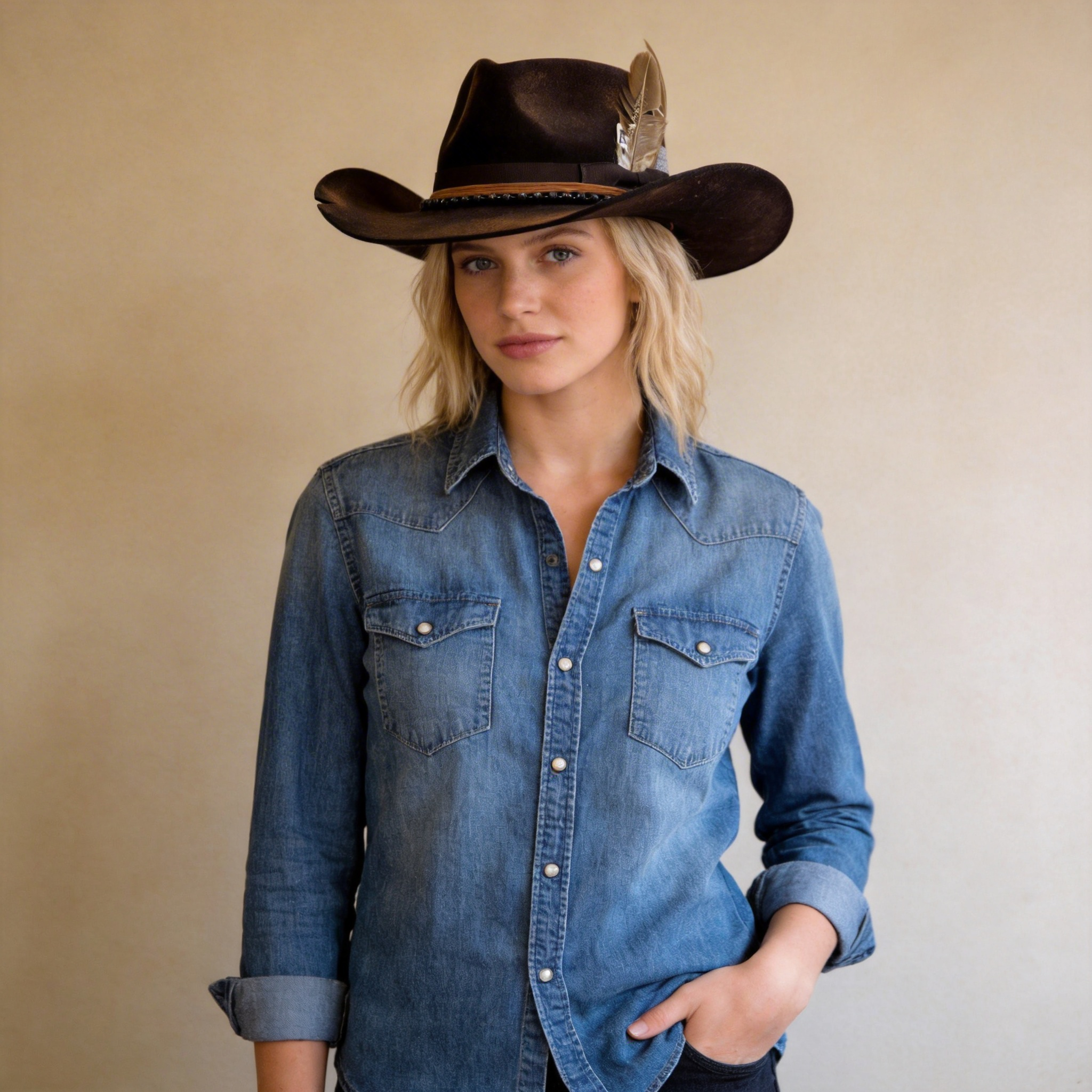 Hand-Burned Western Hat – Black