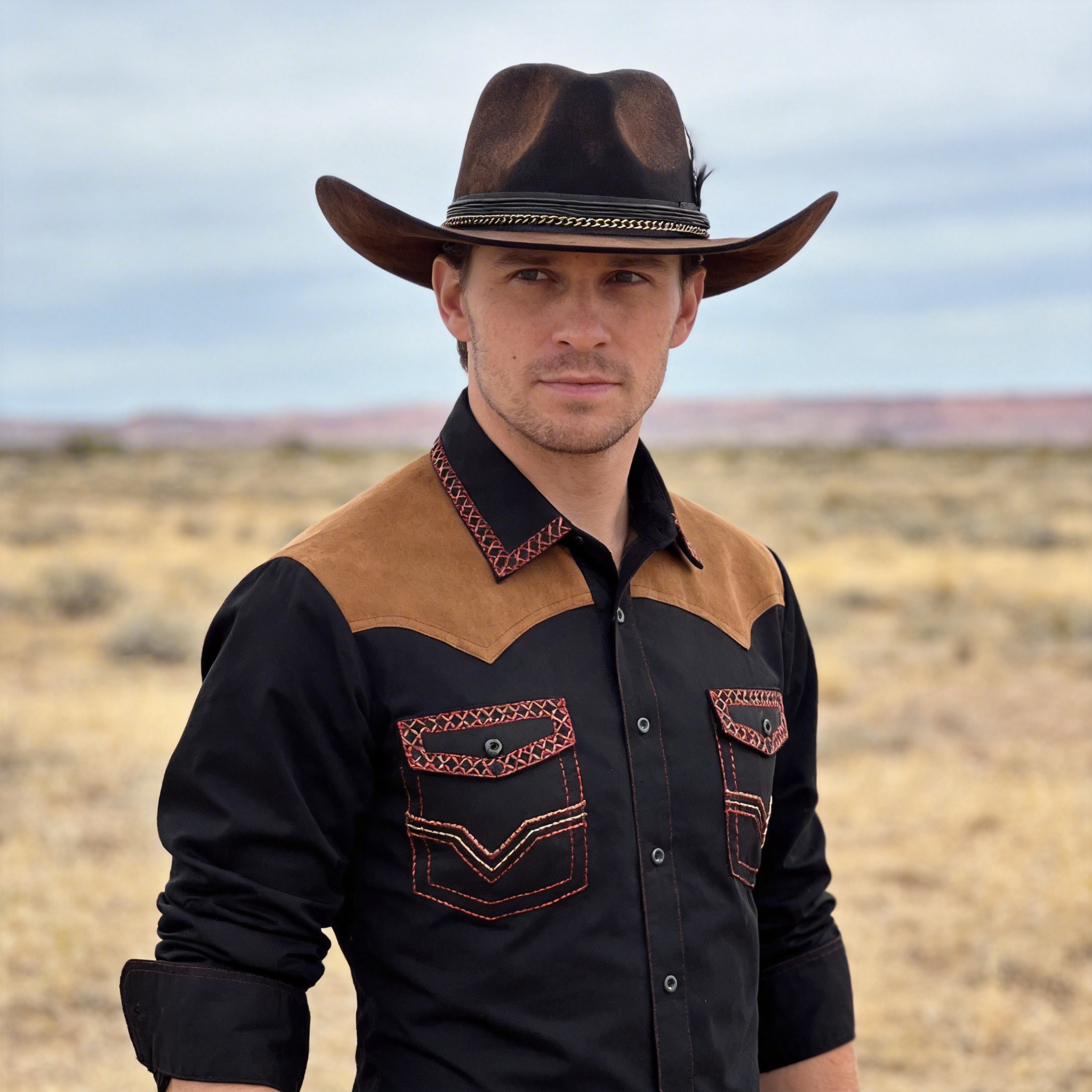 Vintage Midnight Maverick Leather Felt Fedora