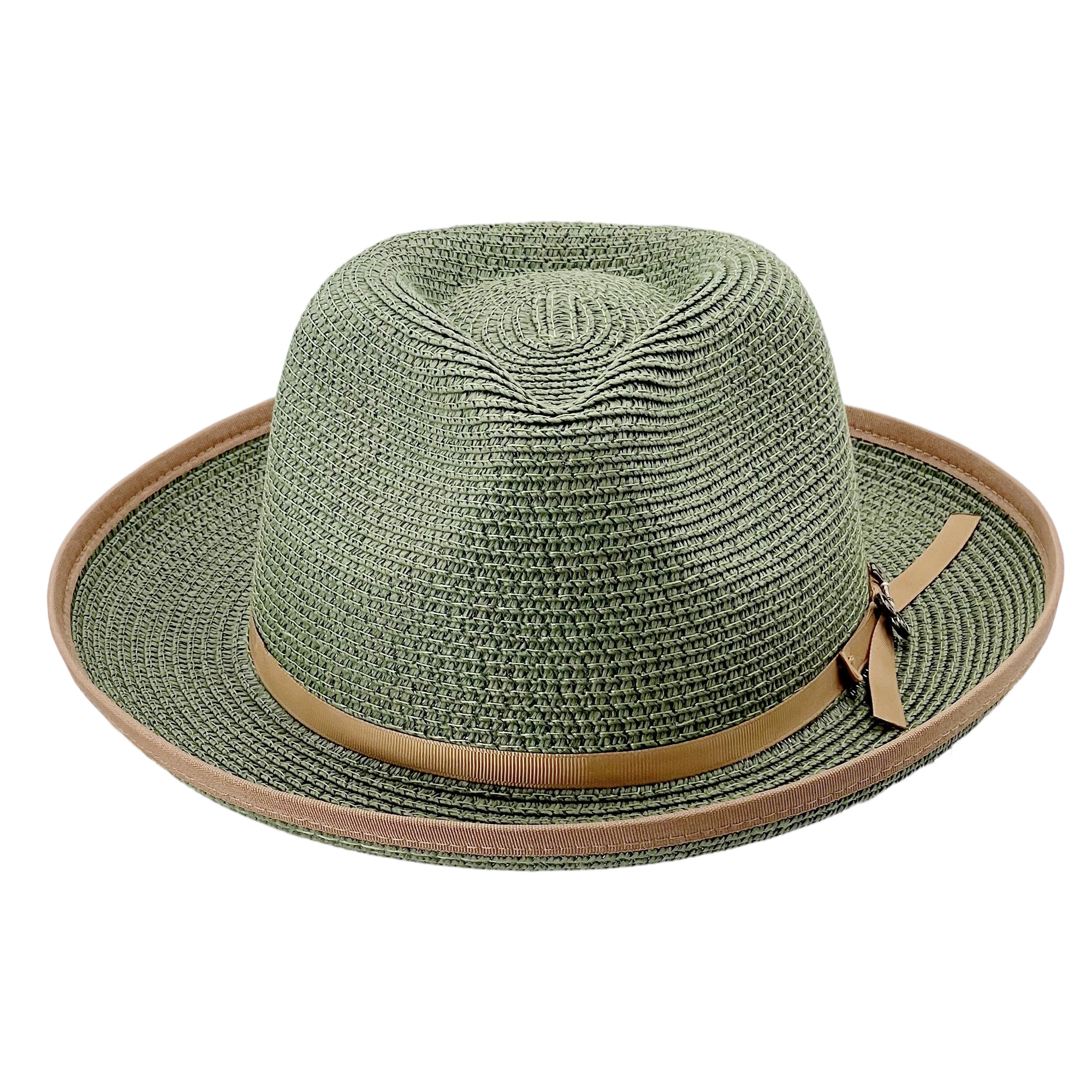 Classic Fedora Straw Hat – Soft Green Tone