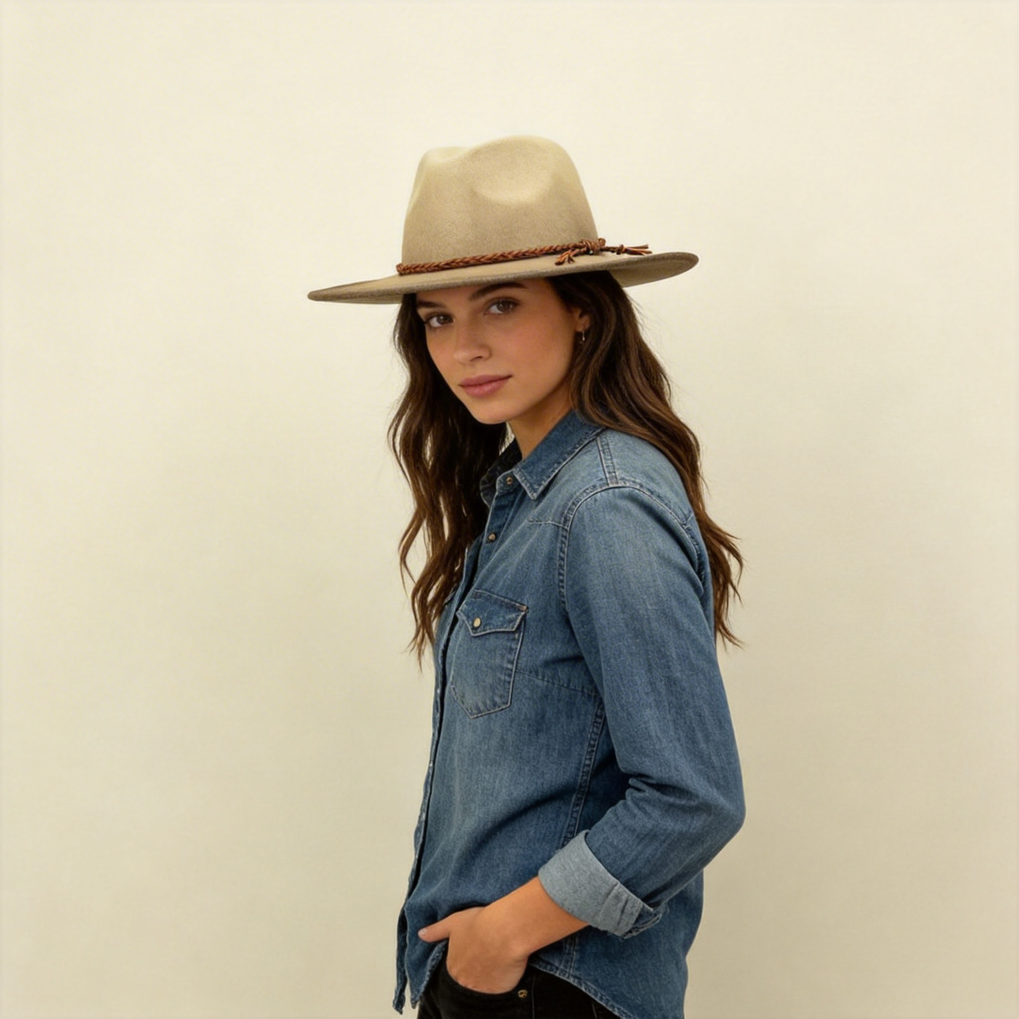 Gradient Oatmeal Flat-Brim – Braided Cord Knot