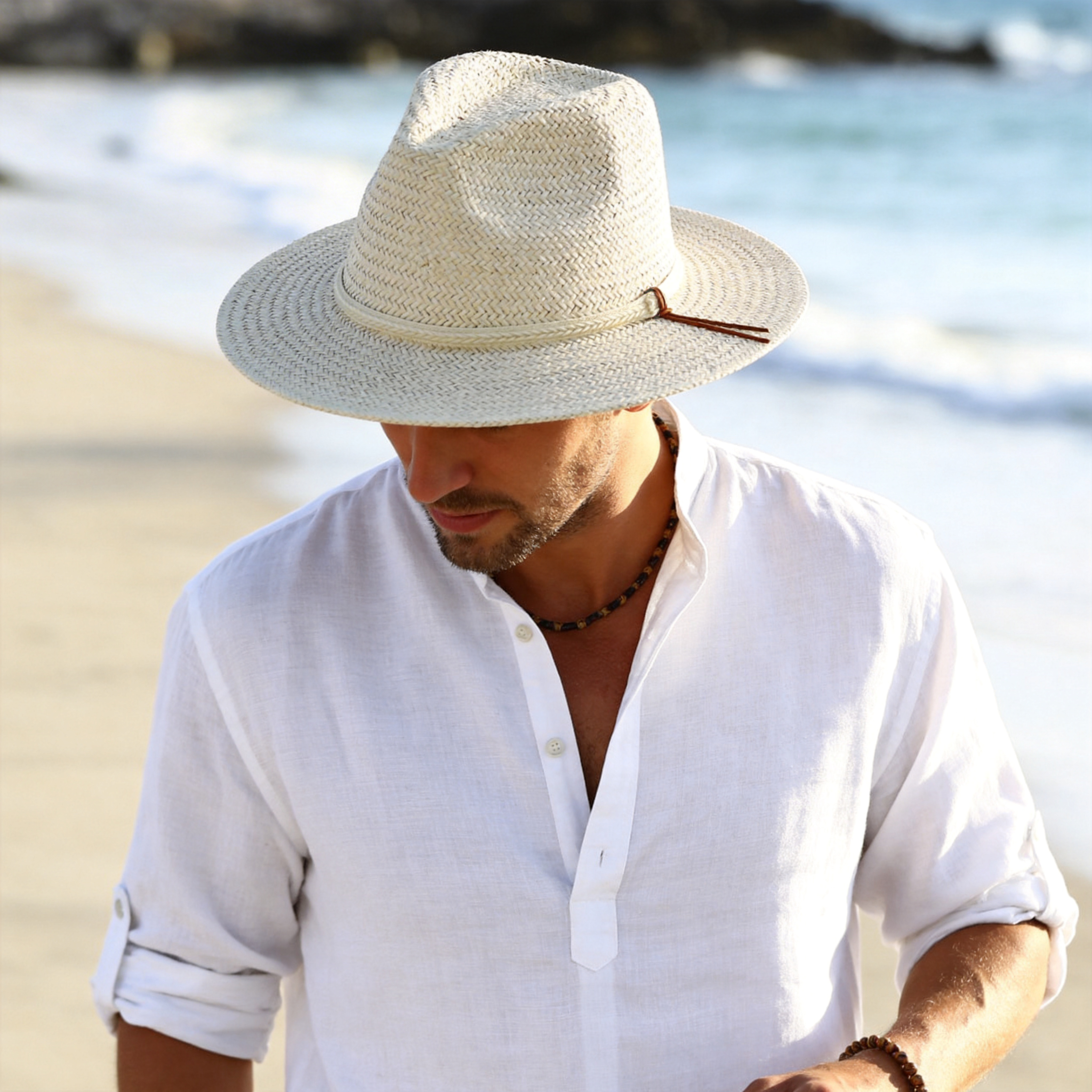 Panama Hat – Beige, Minimalist Band