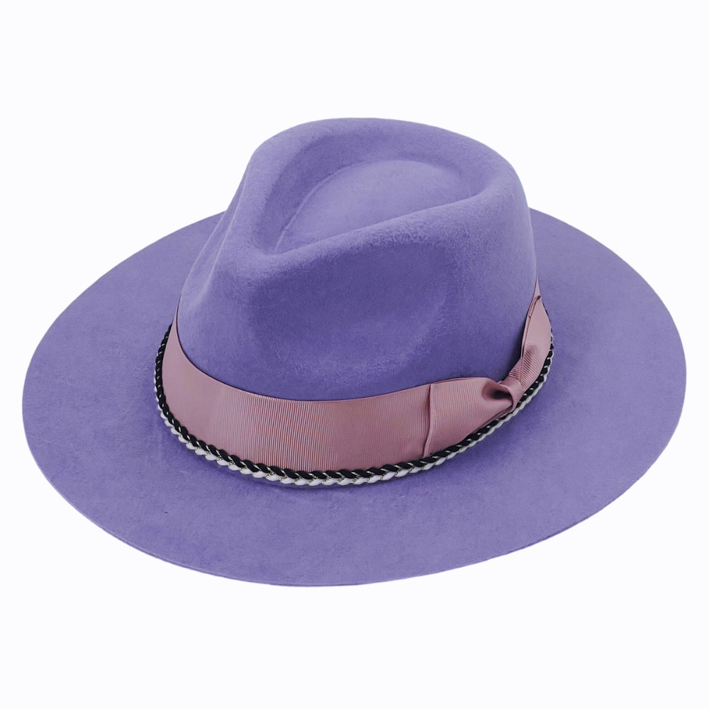 Purple Felt Hat – Romantic Bow & Textured Band