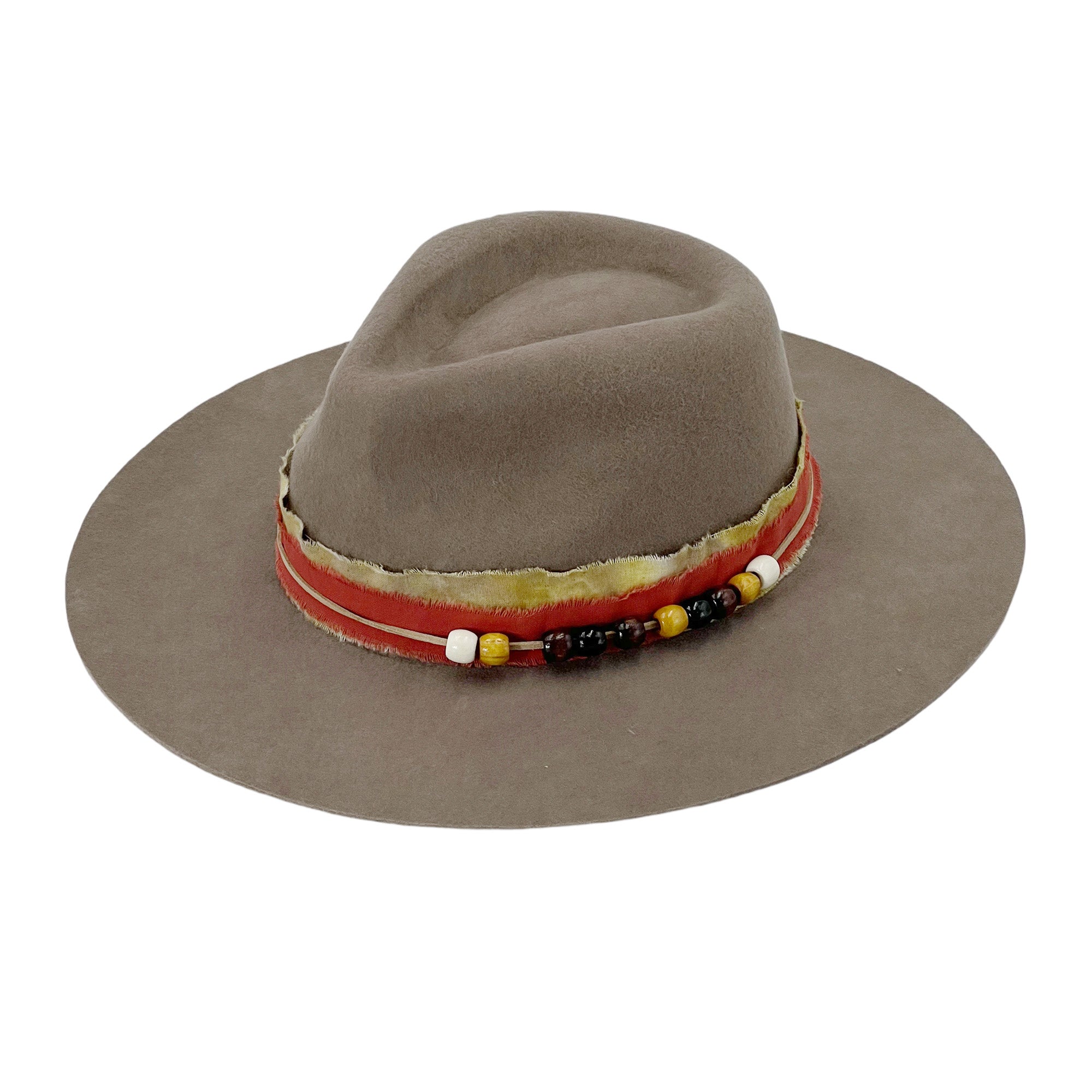 Khaki Gray Wide-Brim Hat