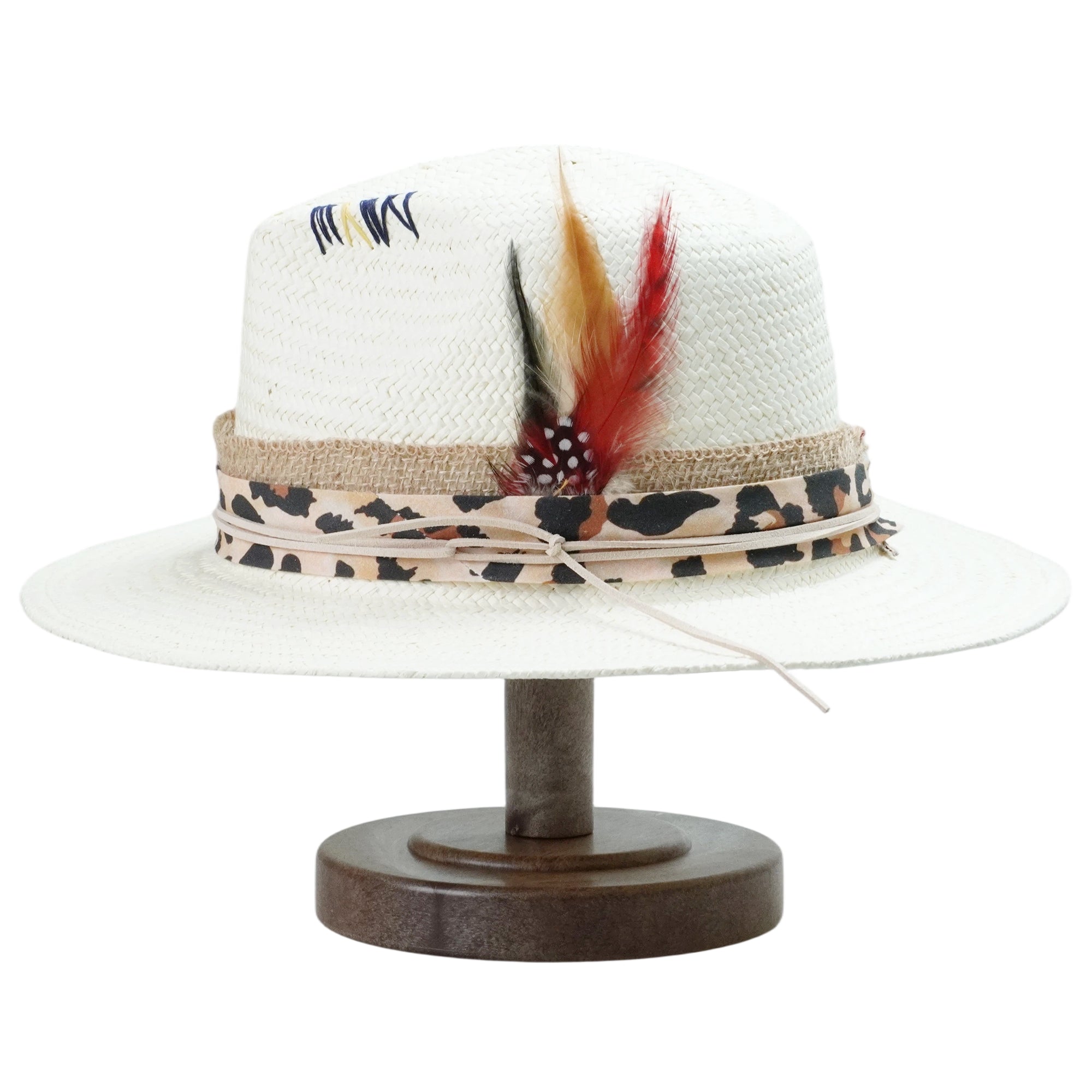 Classic Gus Crown - Off-White with Feather Detail