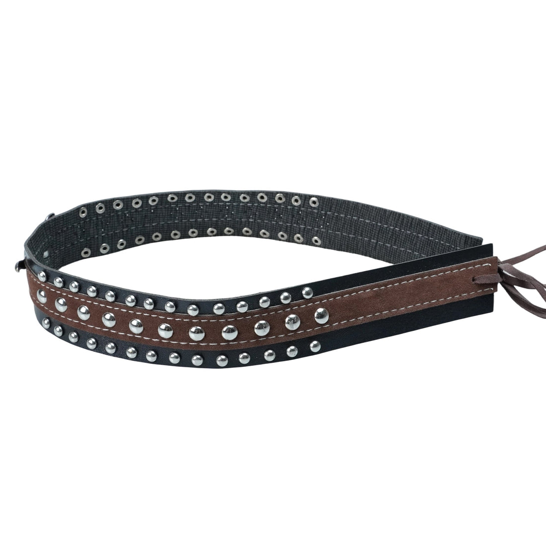 BLACK BROWN BULL LEATHER HAT BAND