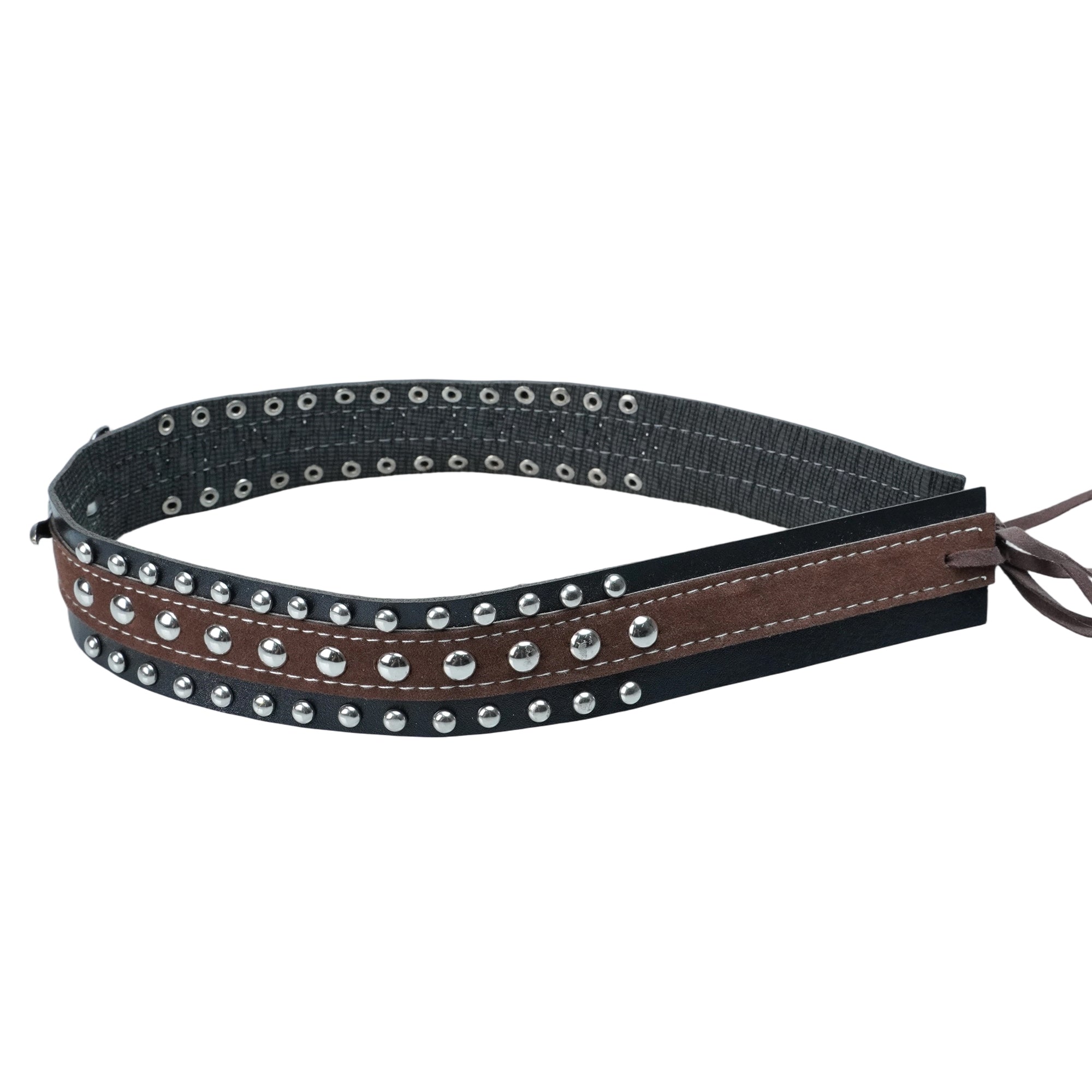 BLACK BROWN BULL LEATHER HAT BAND