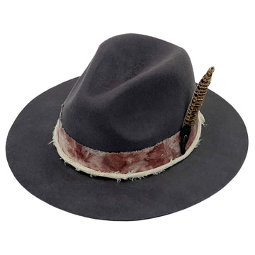 Cool Gray Fedora – Tie-Dye Band & Feather