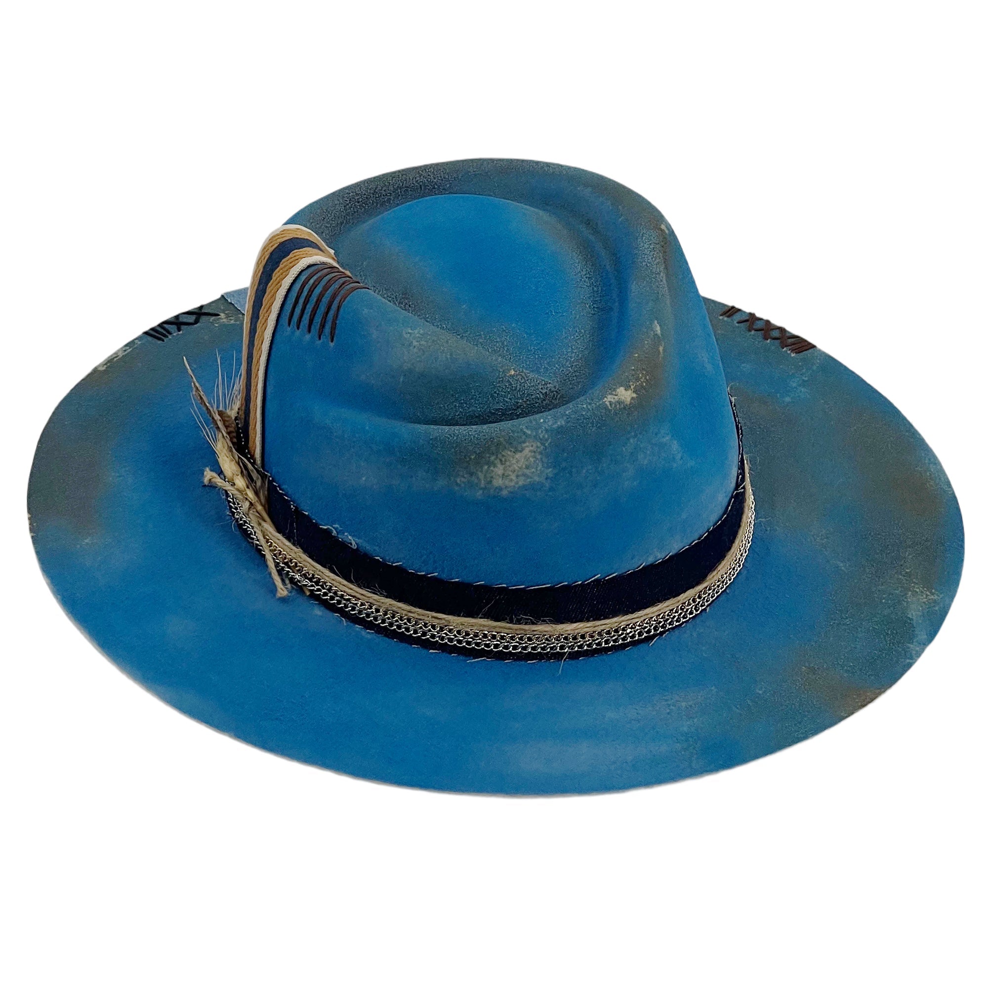 Tempered Teal Retro Wide-Brim Hat
