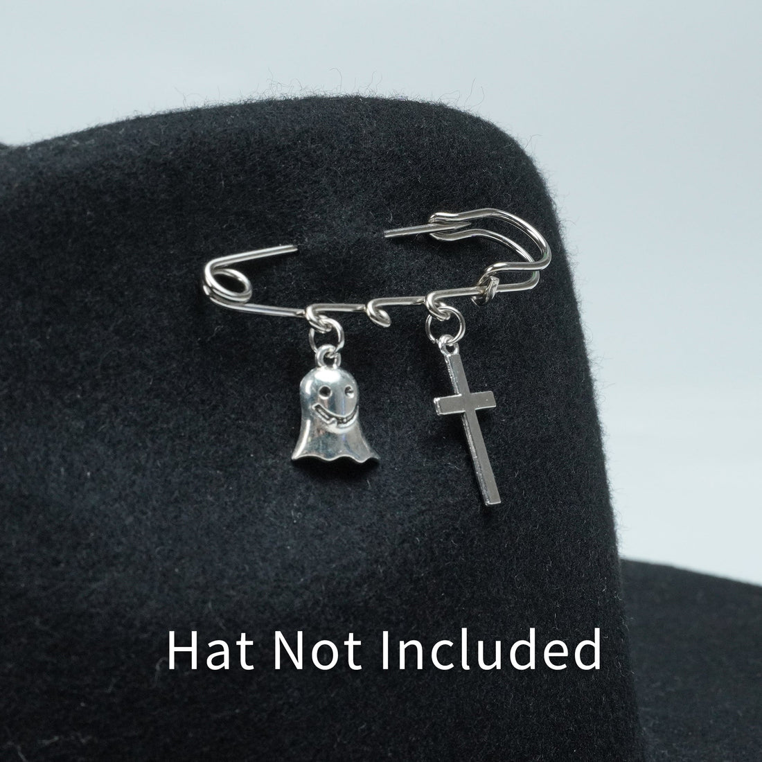 SILVER GHOST CROSS HAT PIN