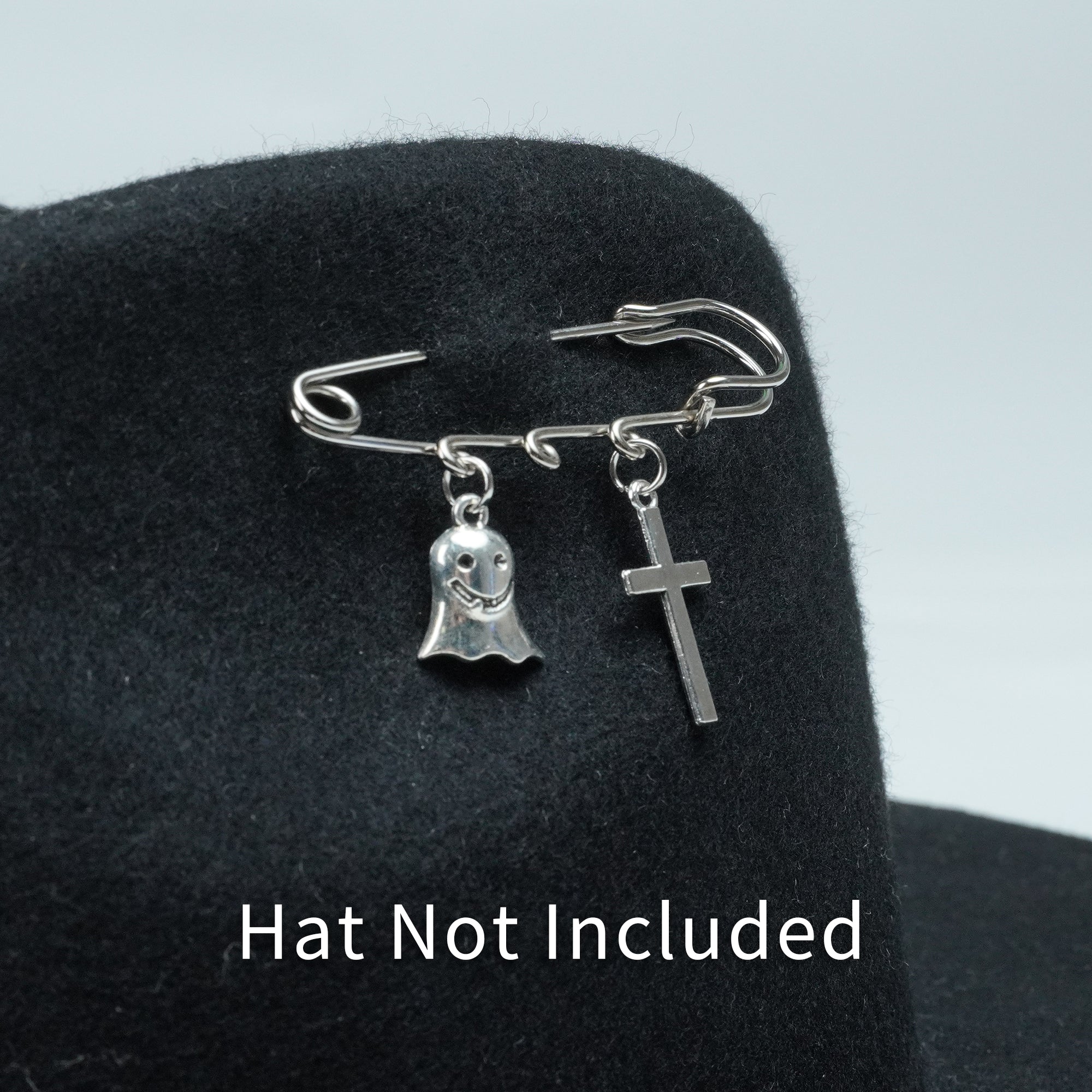 SILVER GHOST CROSS HAT PIN