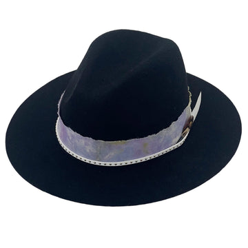 Black Flat-Brim – Purple Tie-Dye & Feather Band
