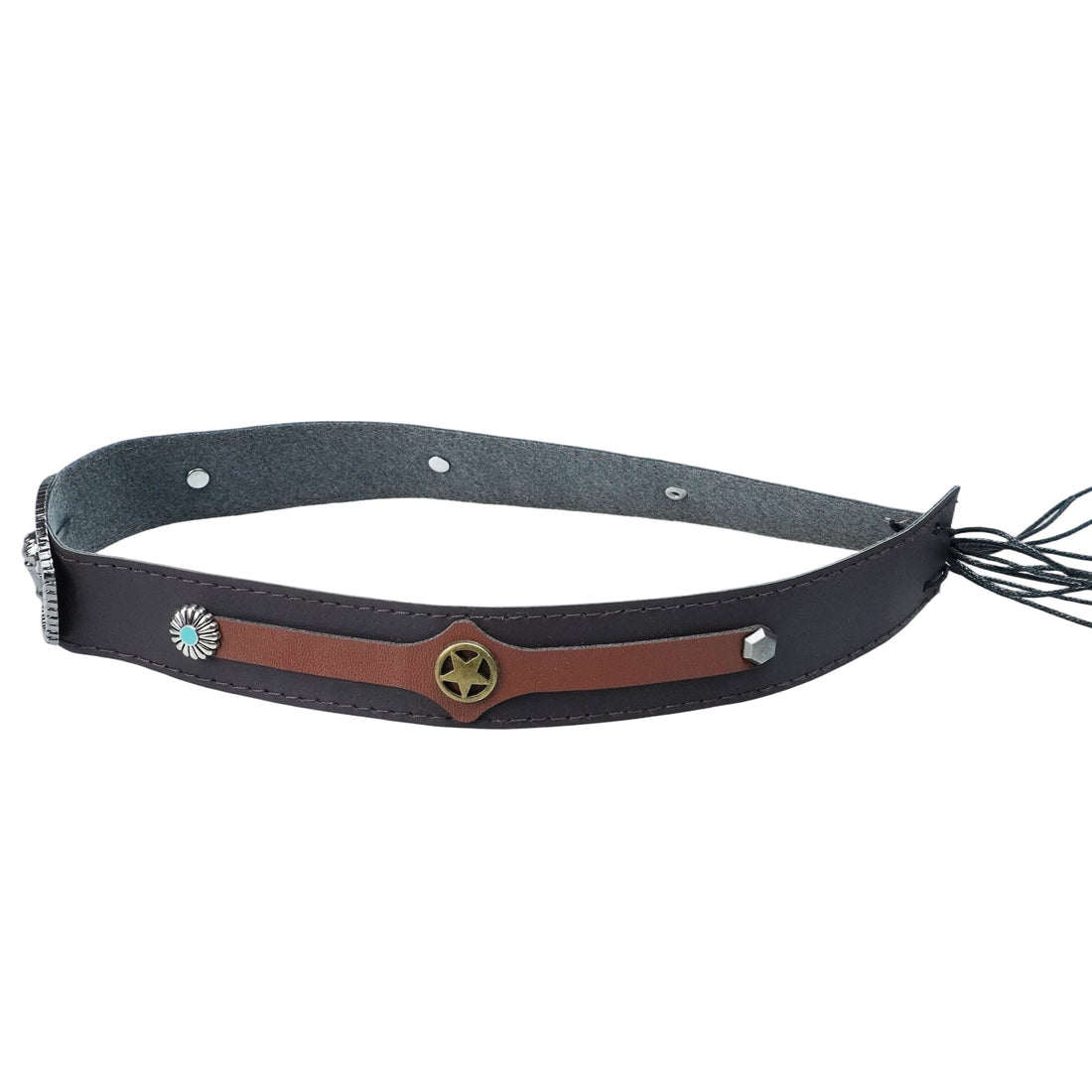 SILVER STEER CONCHO LEATHER HAT BAND