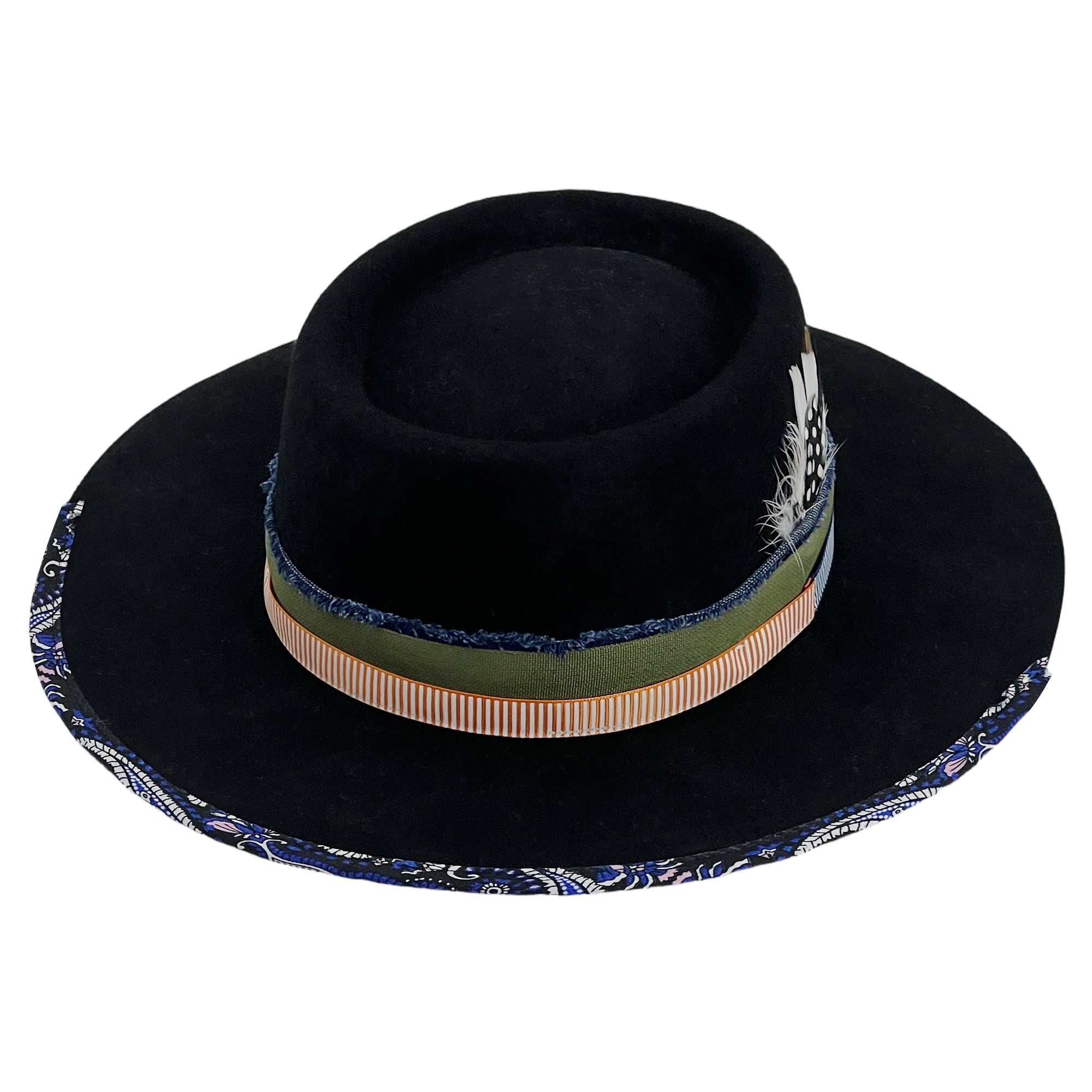 Handcrafted Distressed Fedora with Ribbon Accents