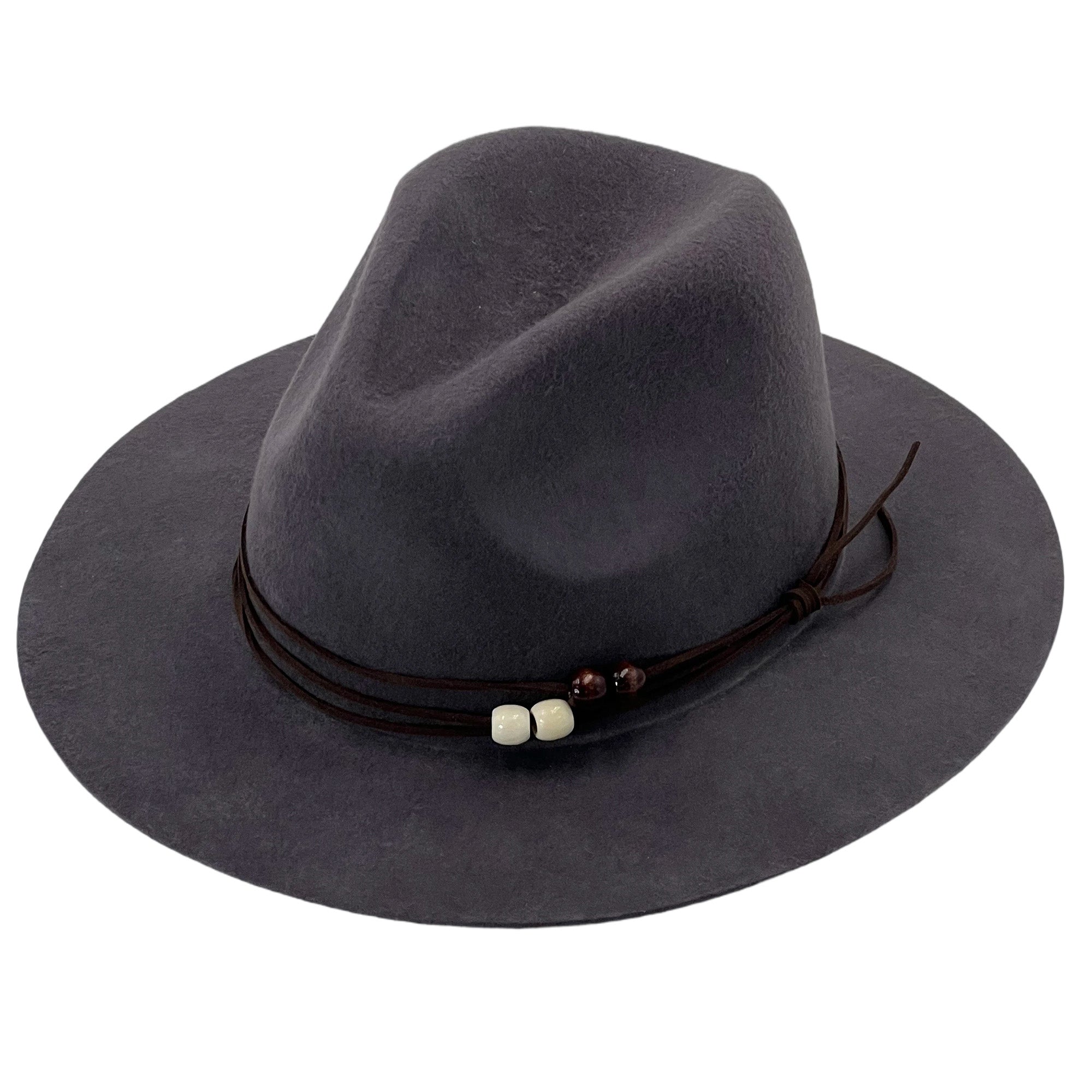 Deep Gray Flat-Brim – Beaded Accent Detail