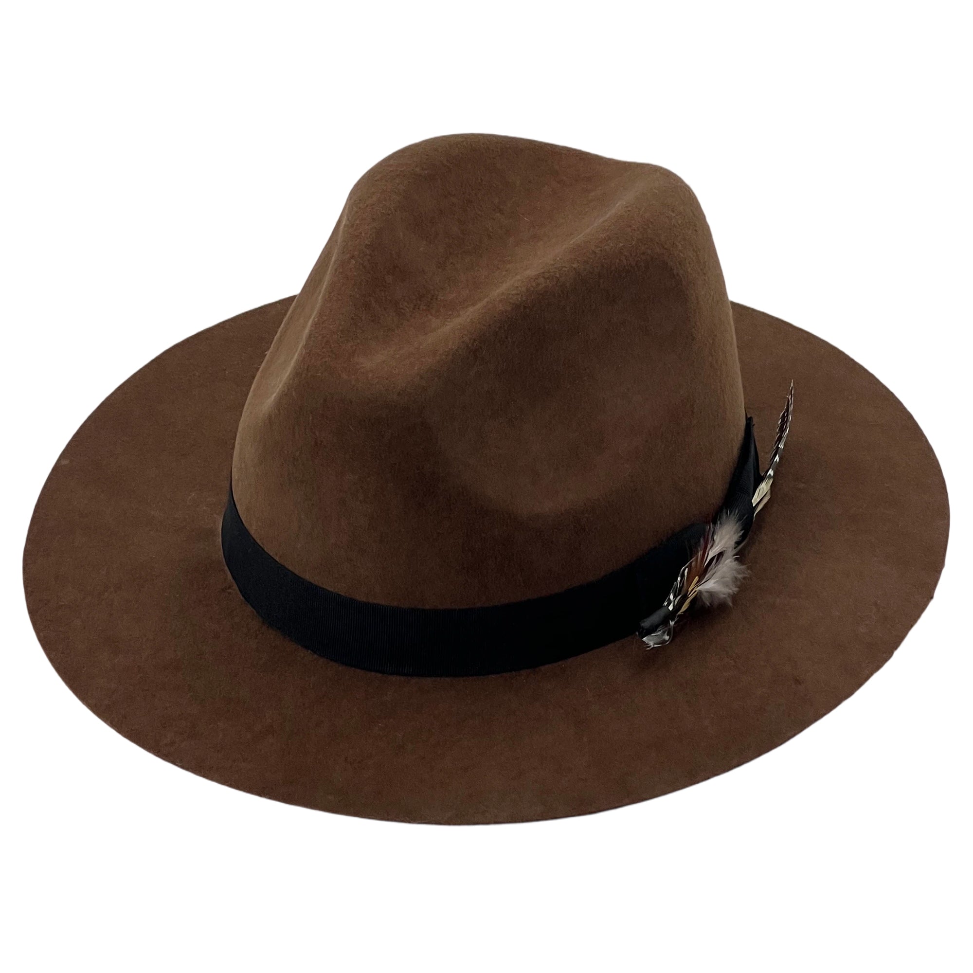 Brown Felt Fedora – Refined Feather Trim