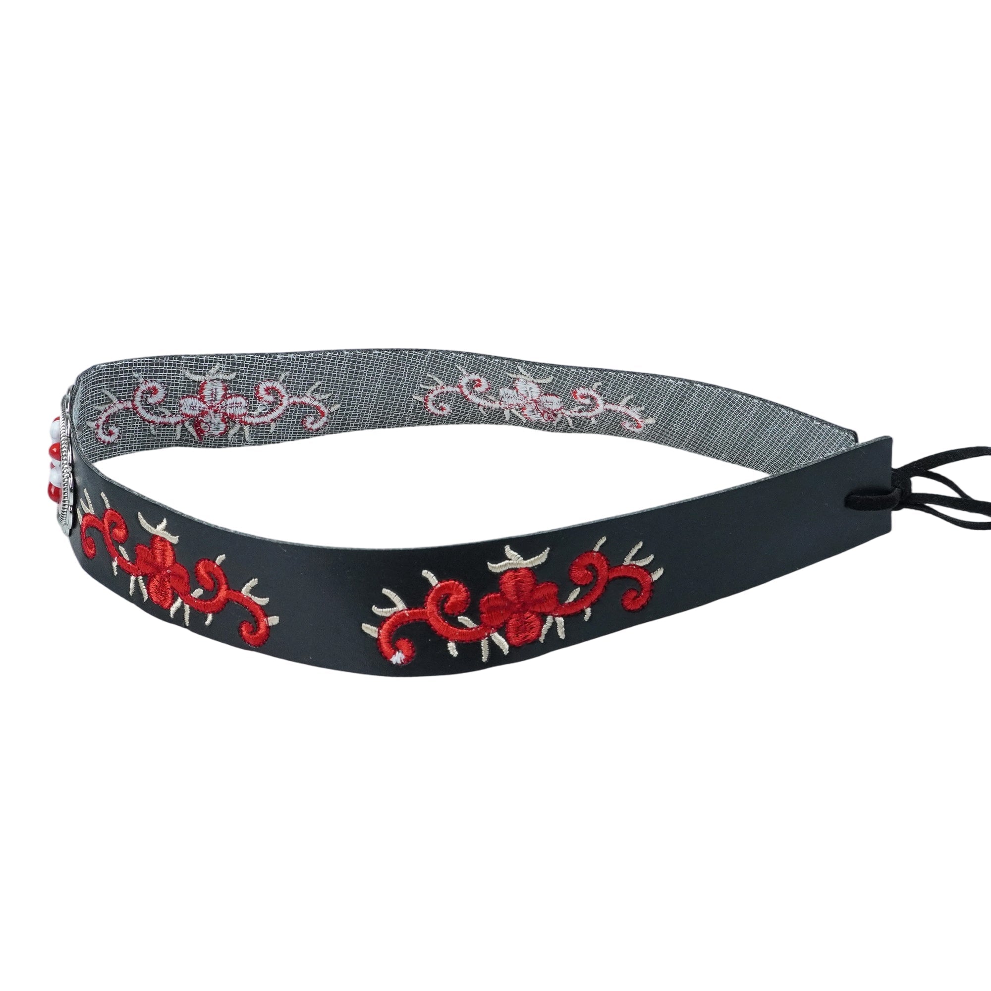 FLORAL EMBROIDERY METAL LEATHER HAT BAND