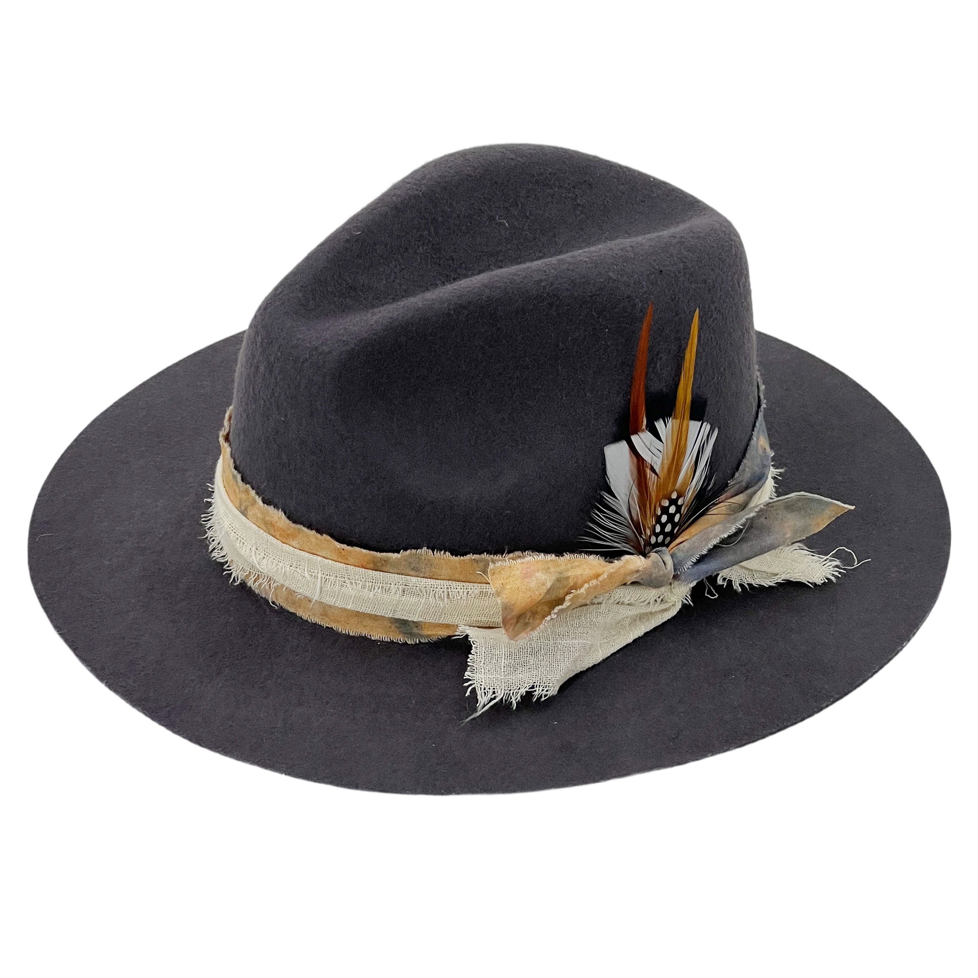 Modern Gray Hat – Feather Accent Detail