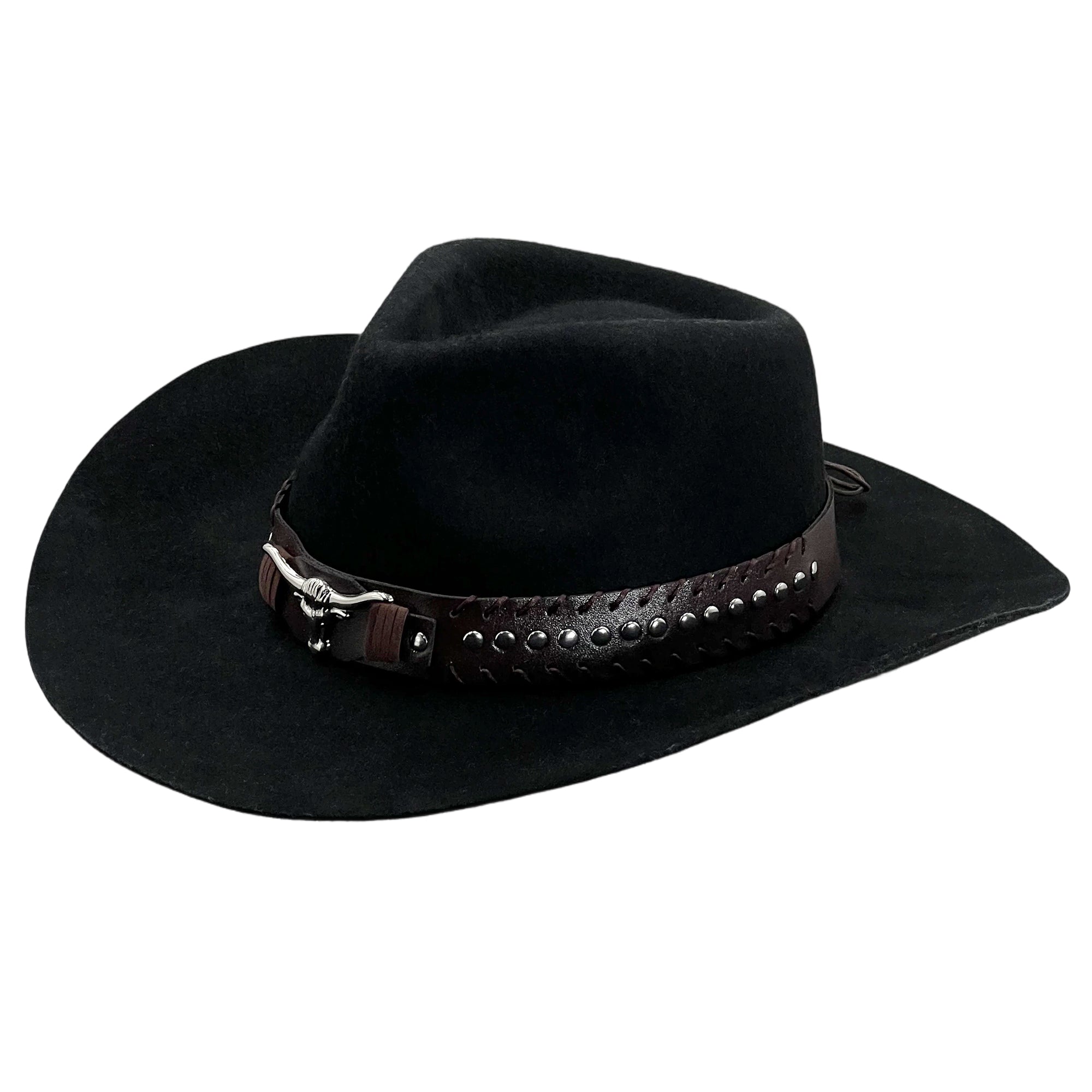 Cowboy Hat – Leather Band, Metal Cow