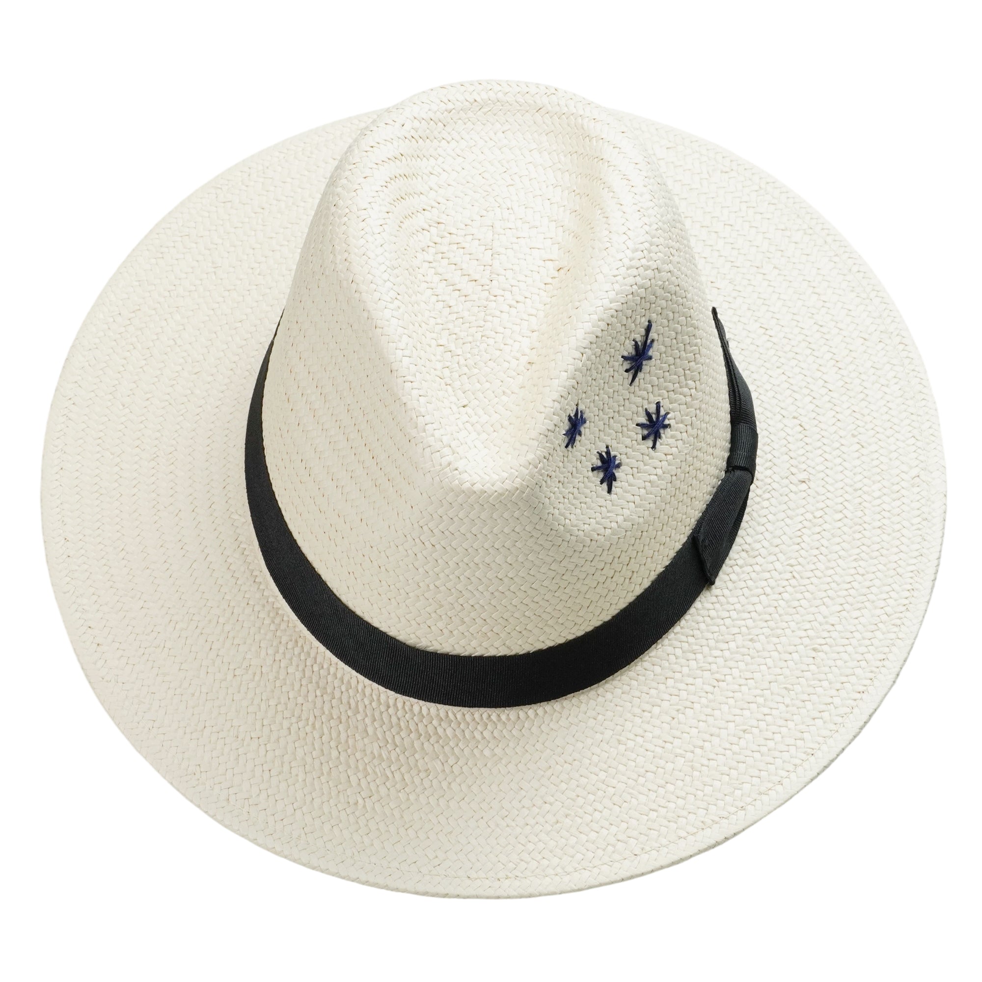 Off-White Straw Hat - Classic Teardrop with Star Detail