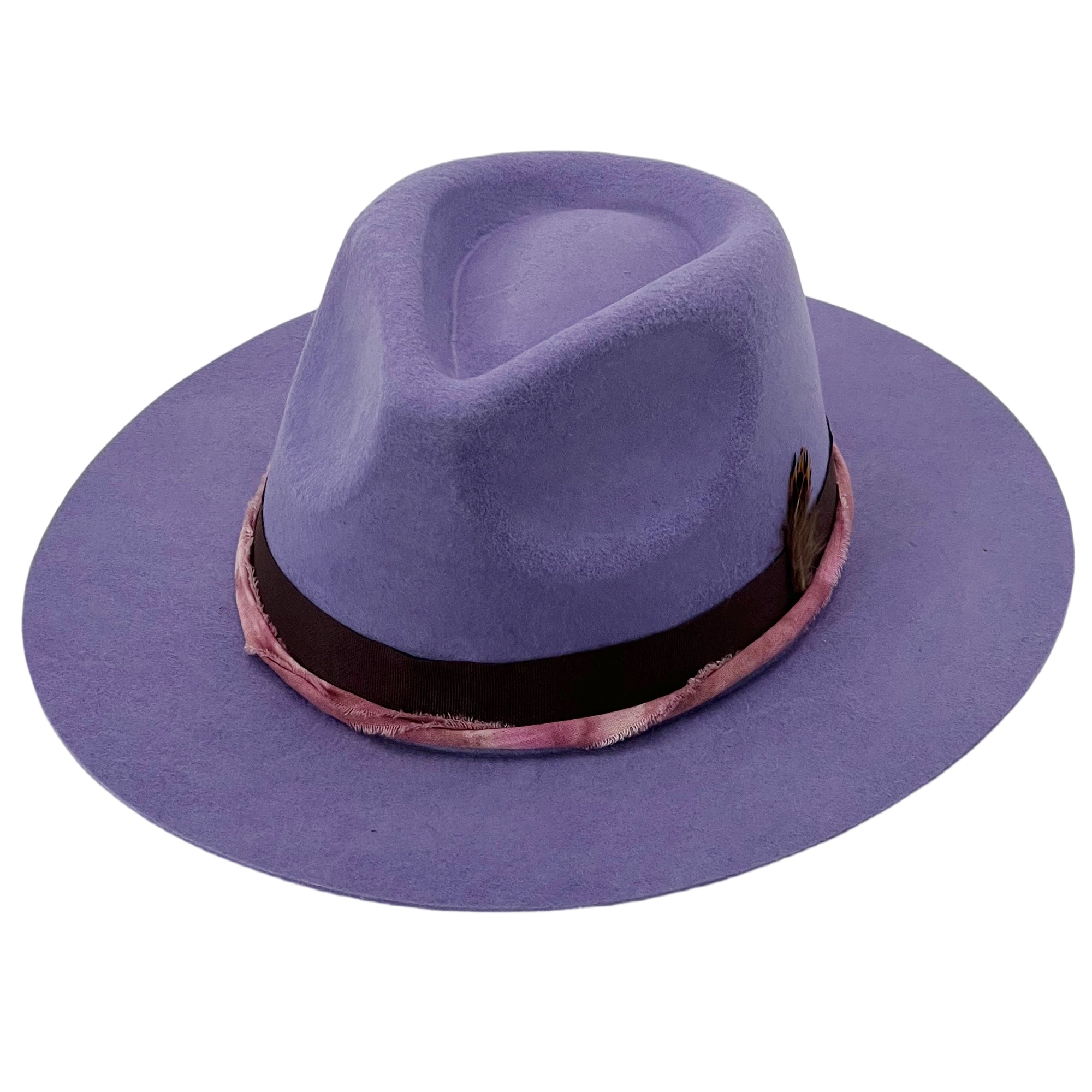 Violet Fedora – Tie-Dye Band & Feather