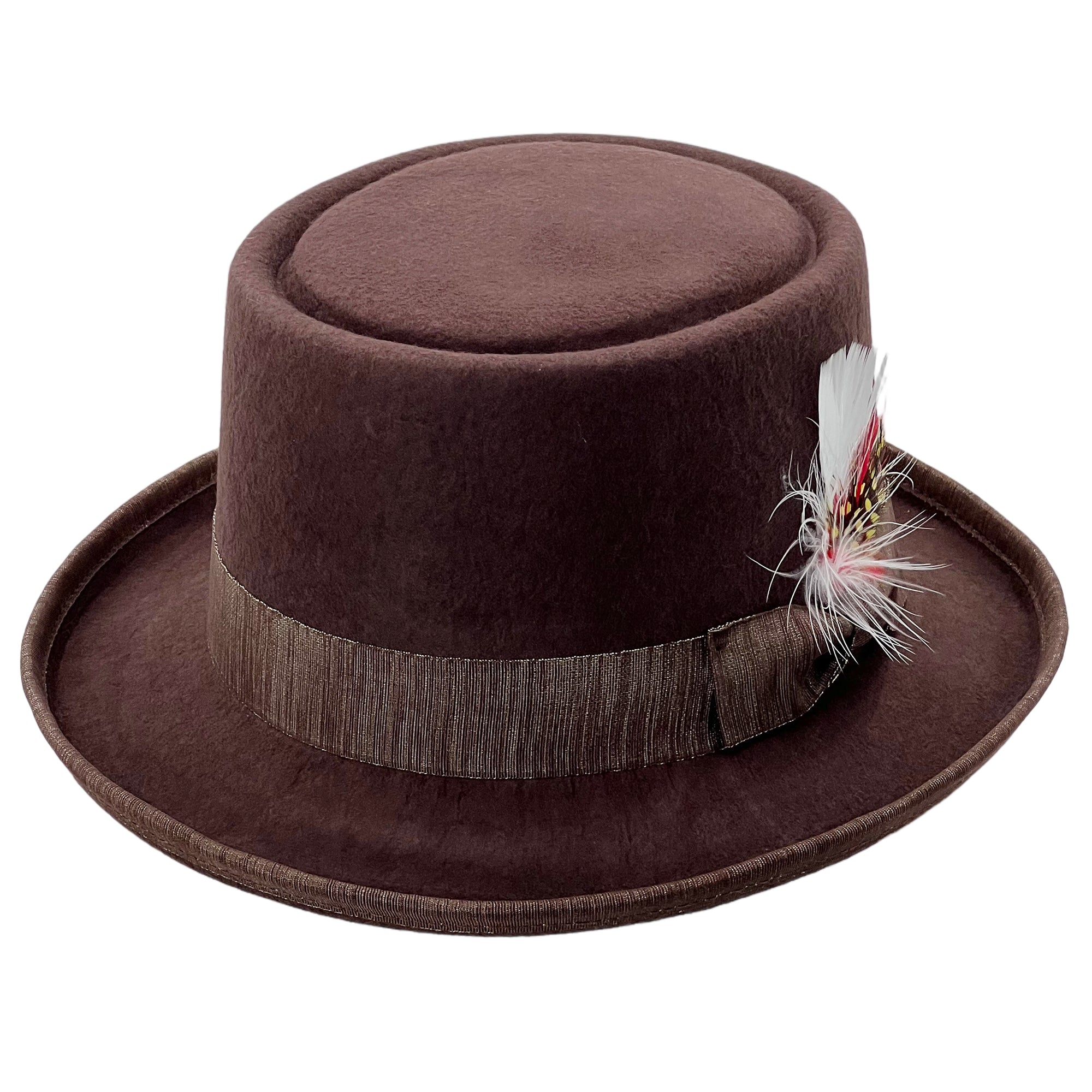 Deep Brown Round-Crown – Vintage Feather Detail