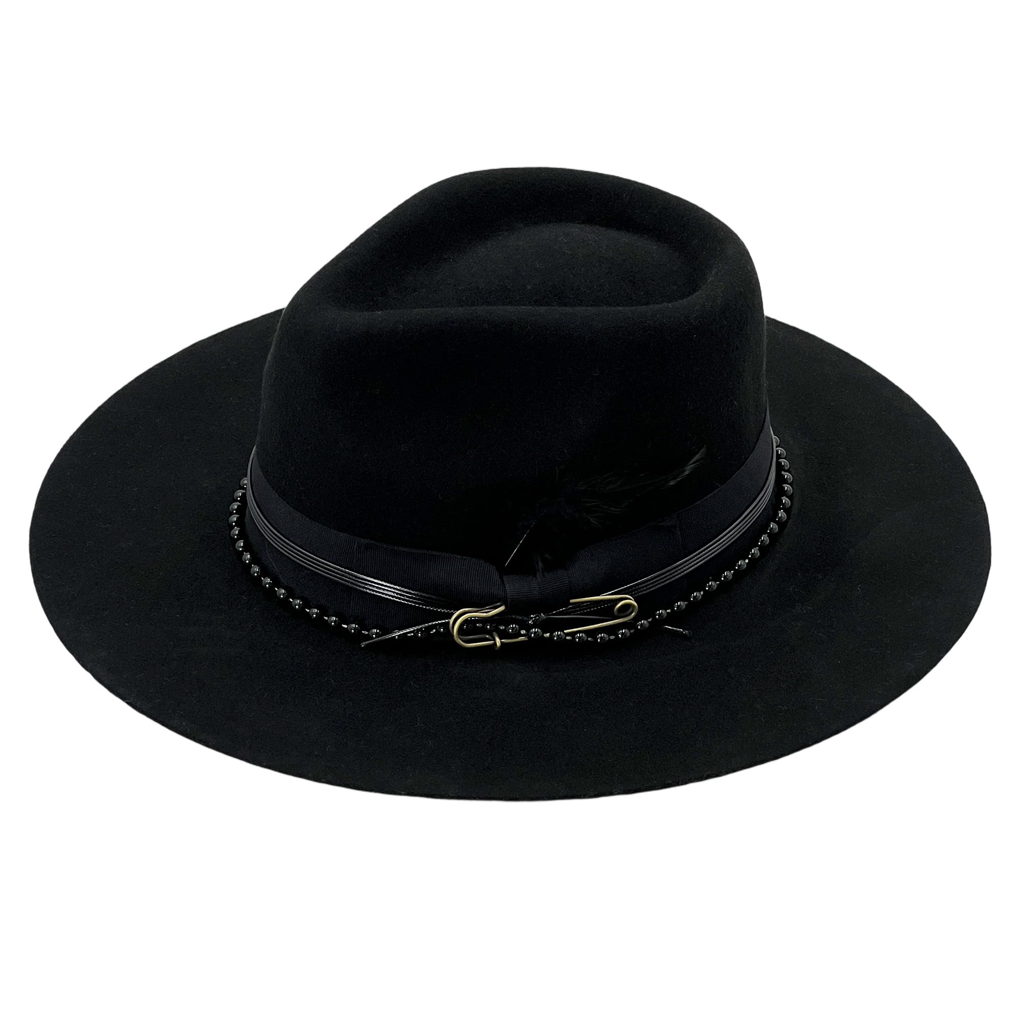 Artisan Felt Hat – Beaded & Leather Accents