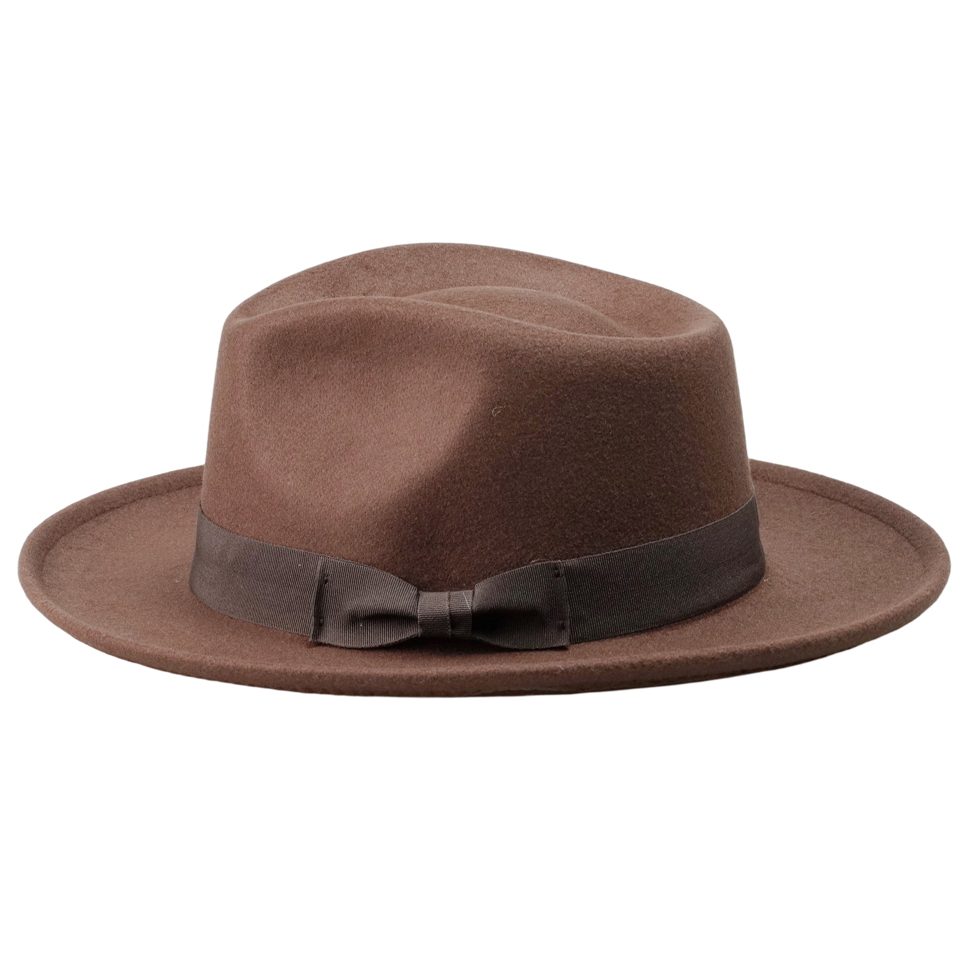 Coffee Brown Felt Fedora with Teardrop Crown