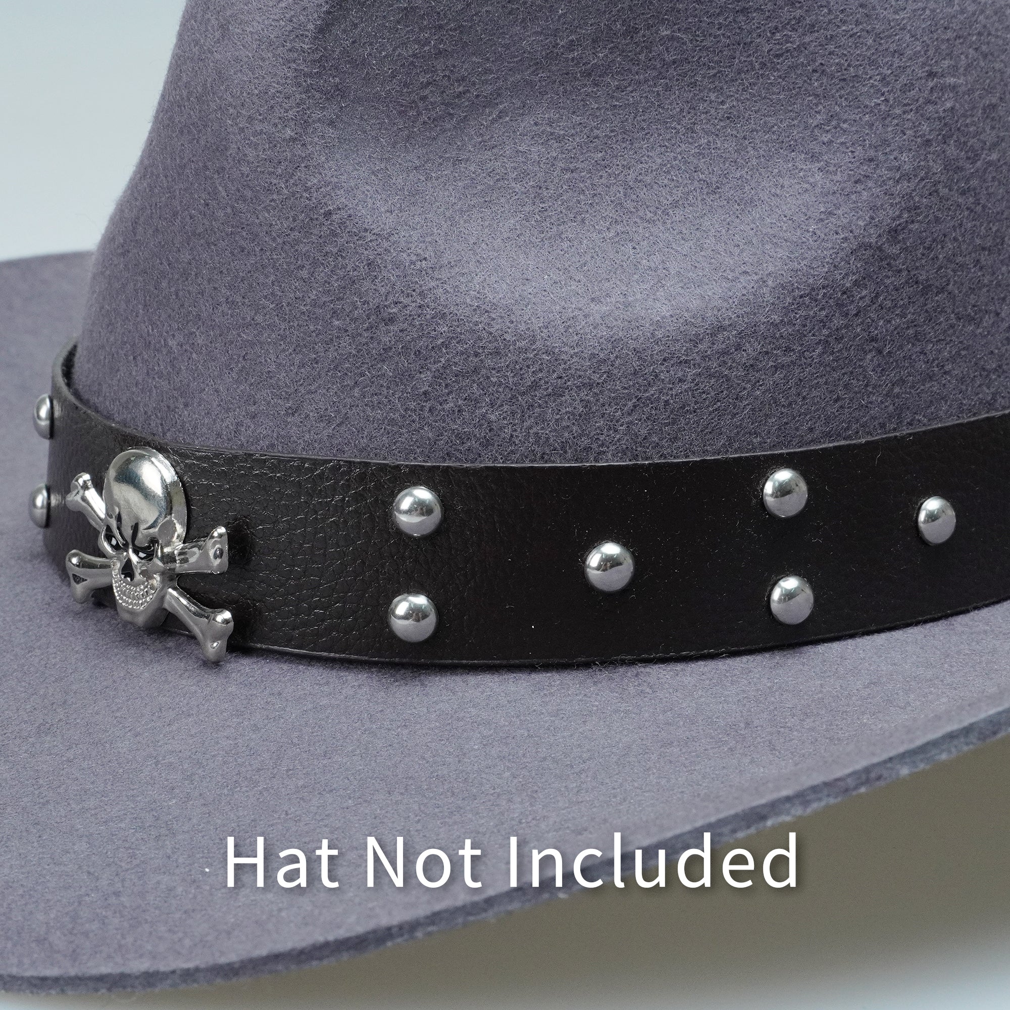 SILVER SKULL LEATHER HAT BAND