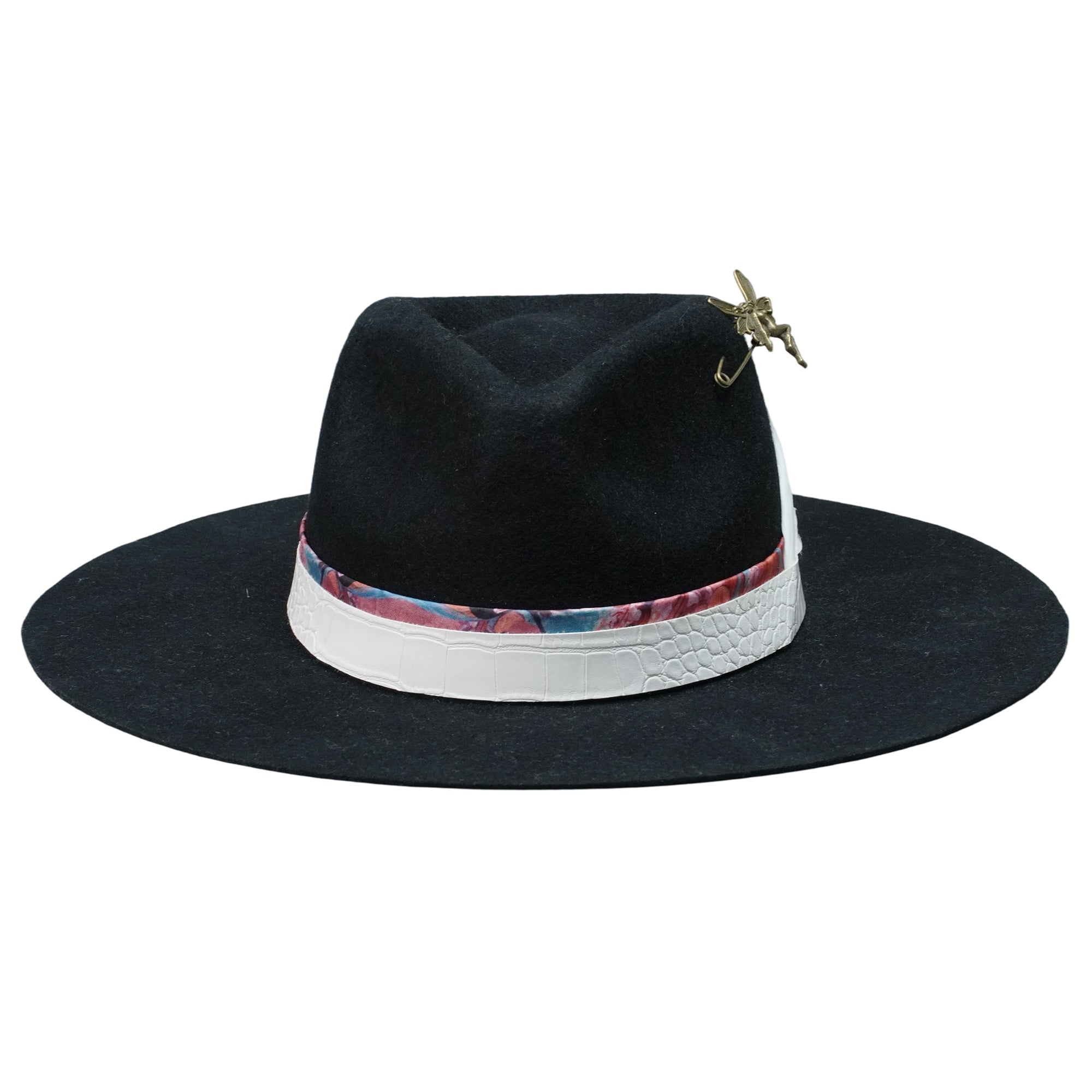 Elegant Black Hat: Mixed Band, White Feather