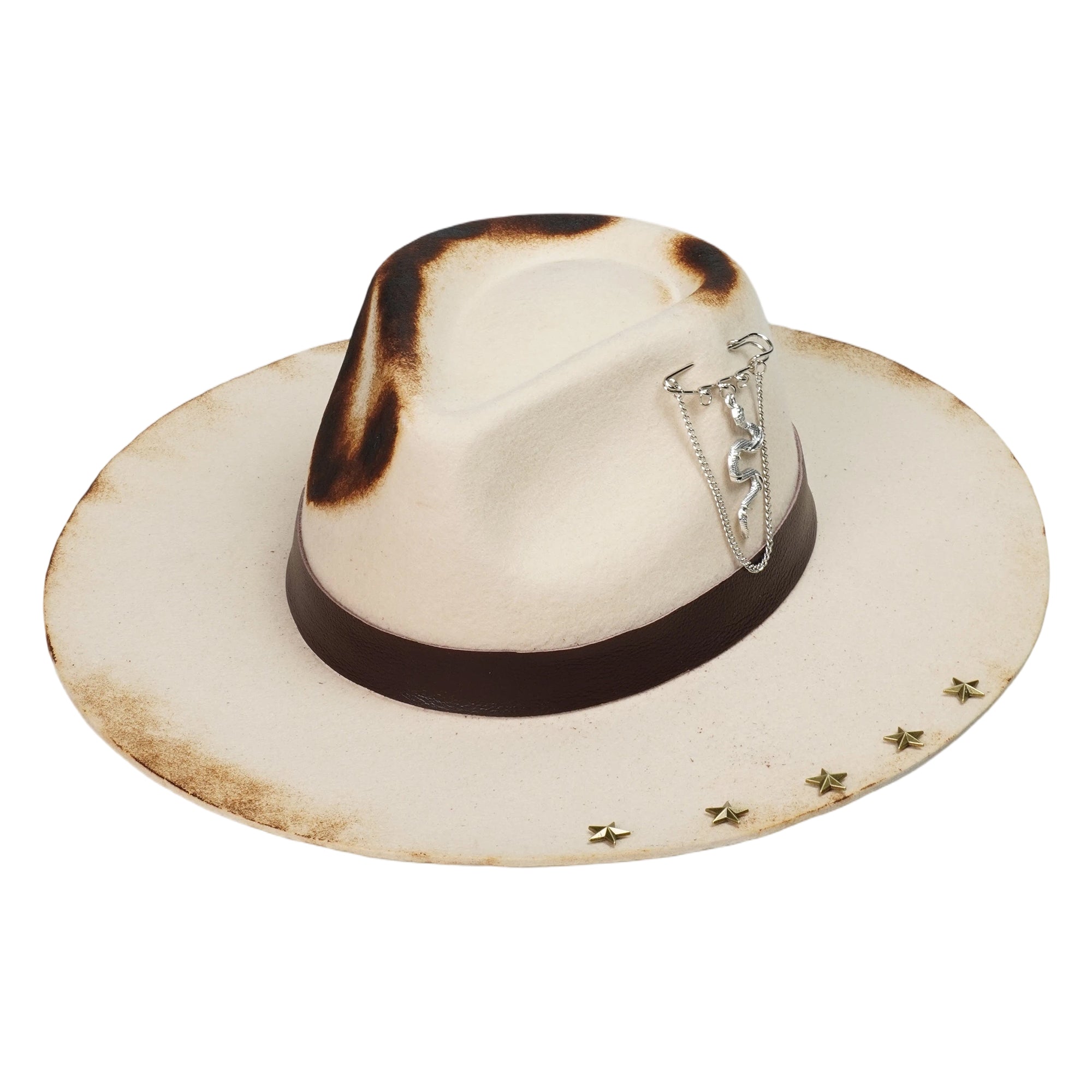 Artisan Felt Hat – Distressed Edge, Celestial Stars