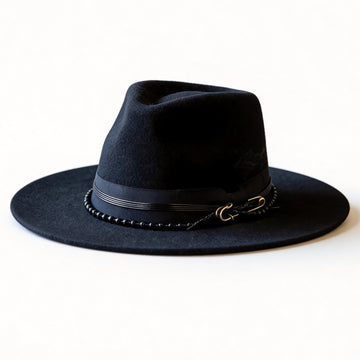 Artisan Felt Hat – Beaded & Leather Accents