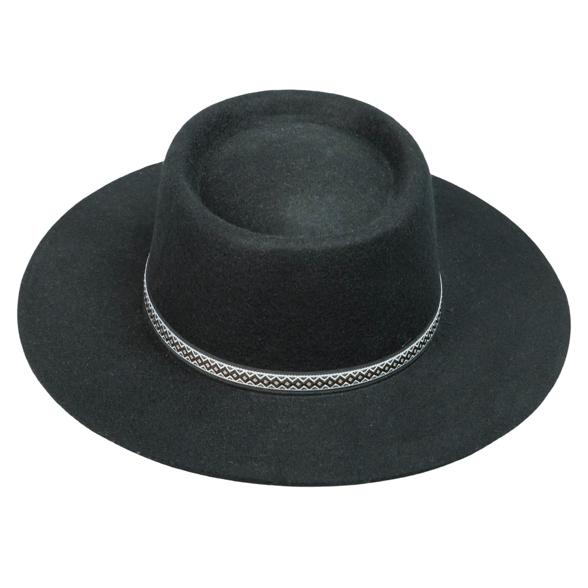 Versatile Black Gambler Hat – Clean Lines, Artistic Strap Design
