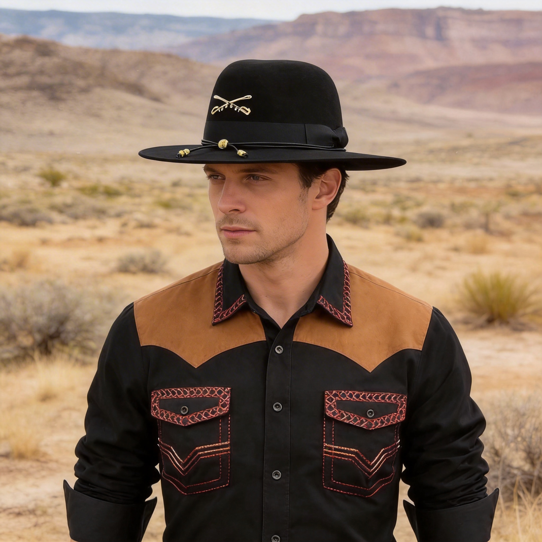 Black Flat-Brim – Custom Metal Accents
